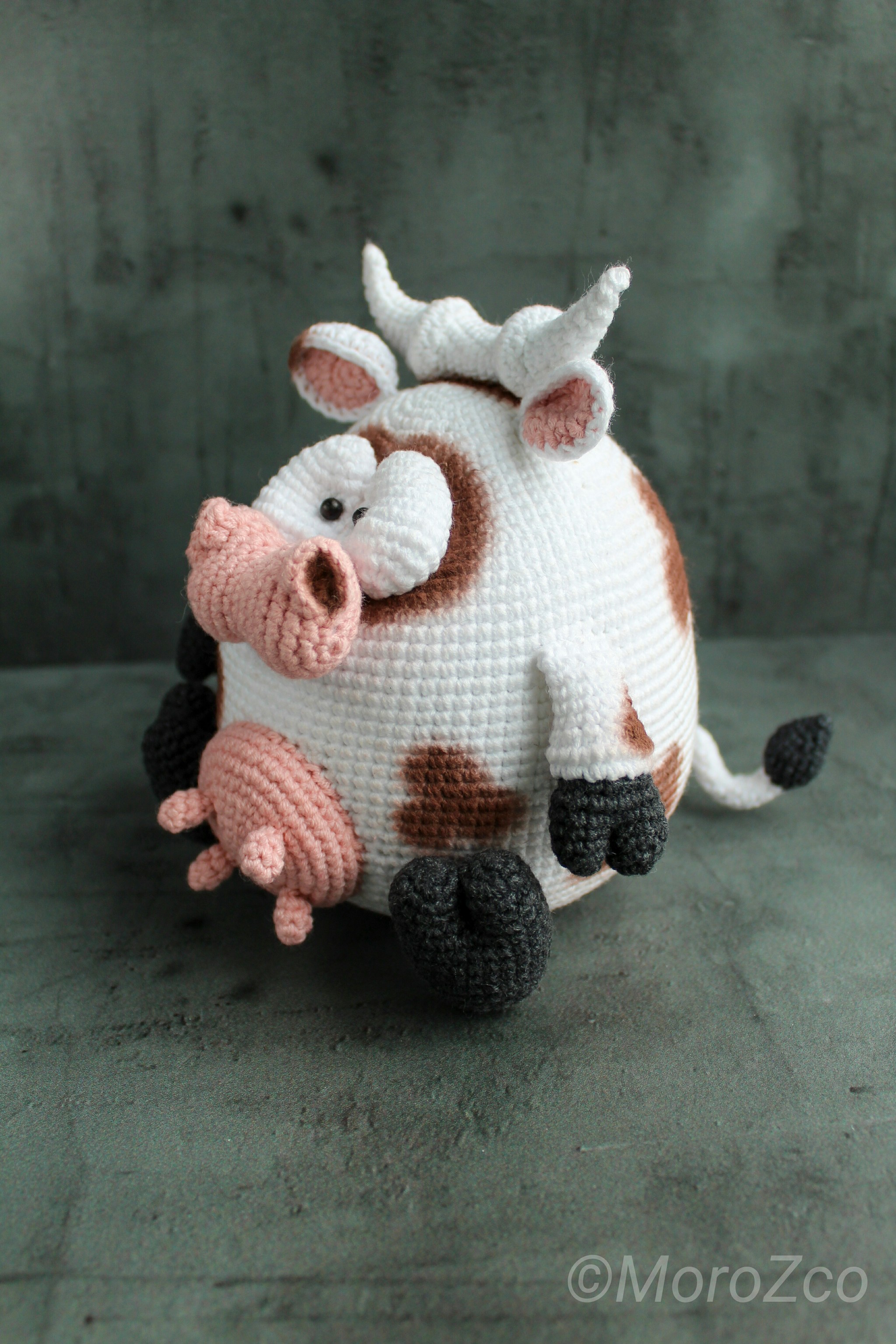 Mooooooo - My, Amigurumi, Crochet, Knitted toys, Cow, Longpost, Needlework without process