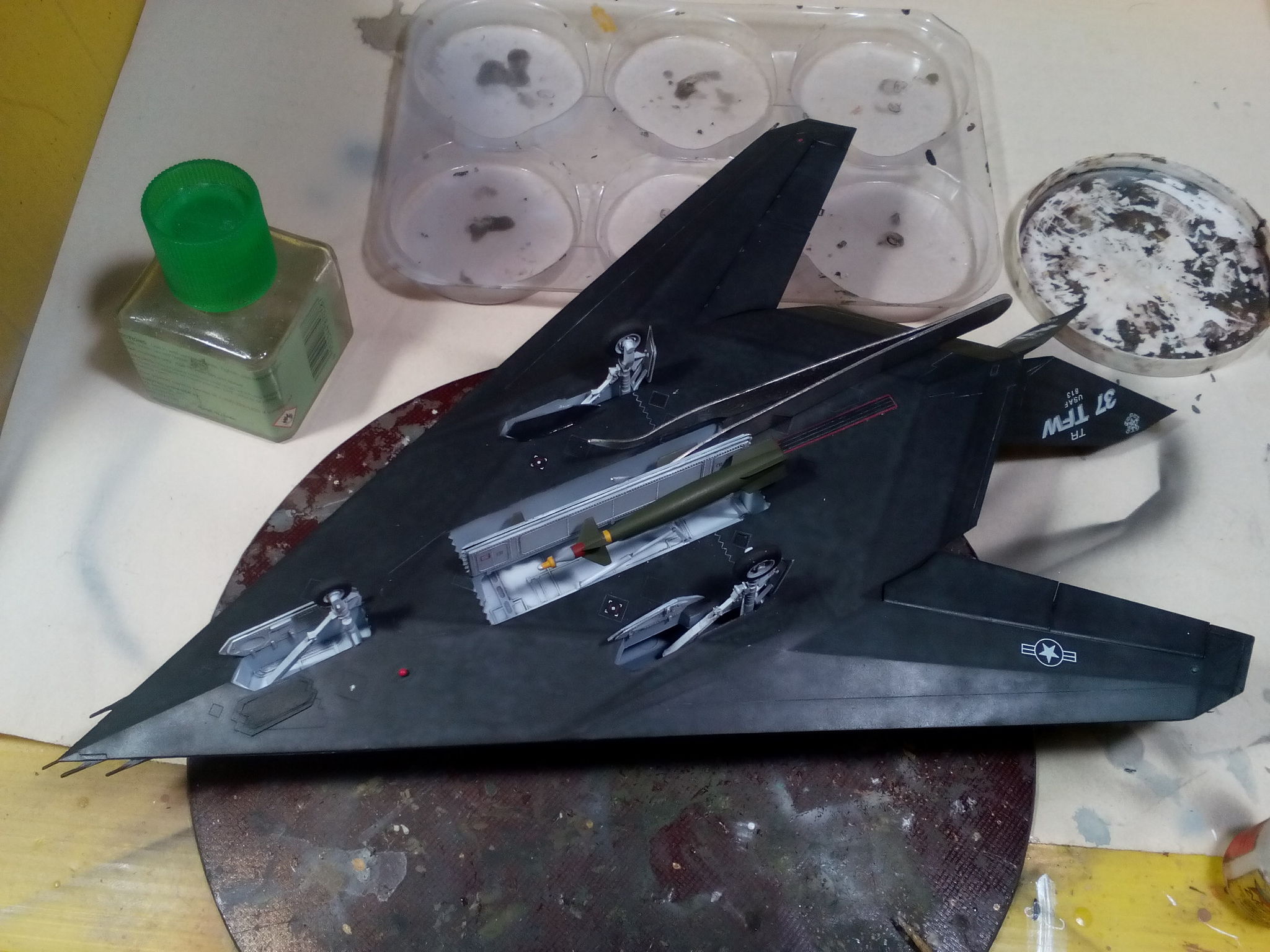 Lockheed F-117A Nighthawk, Modeler (Academy), 1/72. Assembly Notes - My, Stand modeling, Aircraft modeling, Prefabricated model, Assembly, Airbrushing, Stealth, f-117, Hobby, Longpost