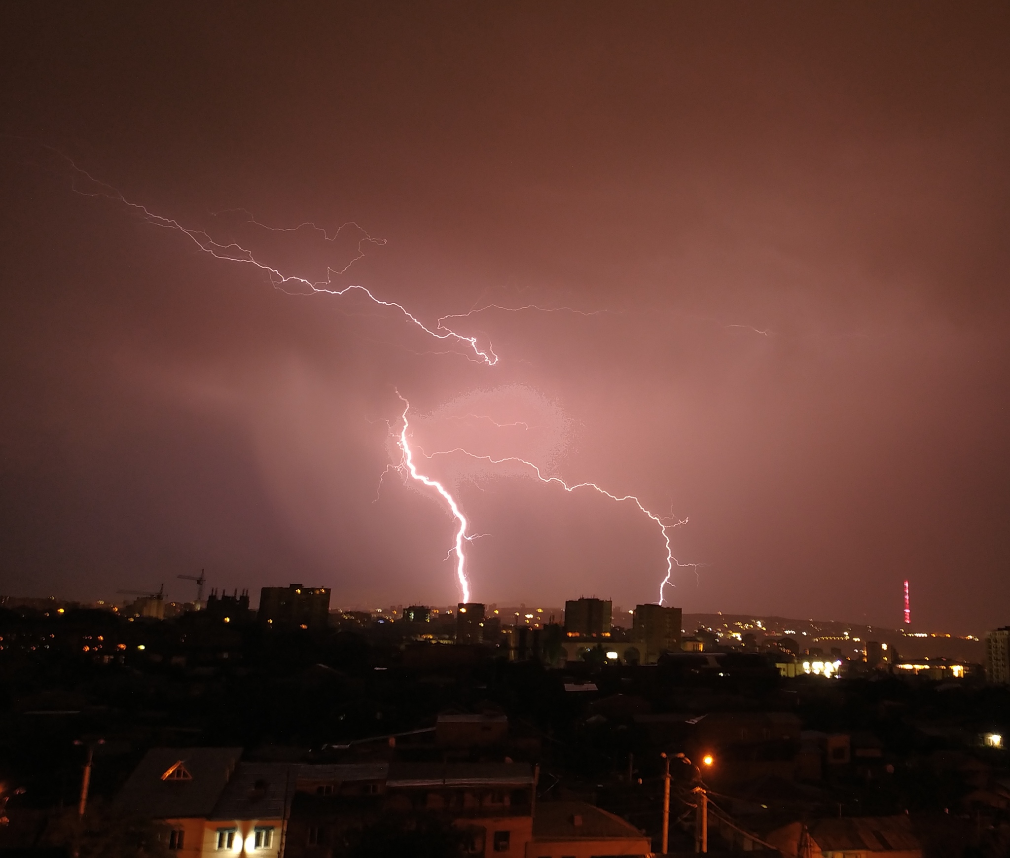 Took some photos of lightning tonight - My, The photo, Mobile photography, Lightning, Night, Thunderstorm, Longpost