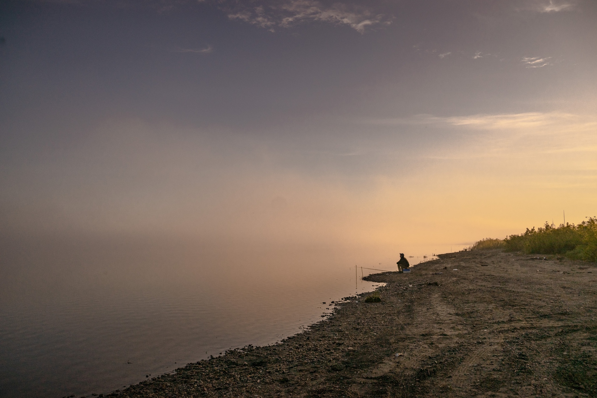 At dawn by the river - My, dawn, Fog, Nature, Morning, The photo, Tomsk, Longpost, River