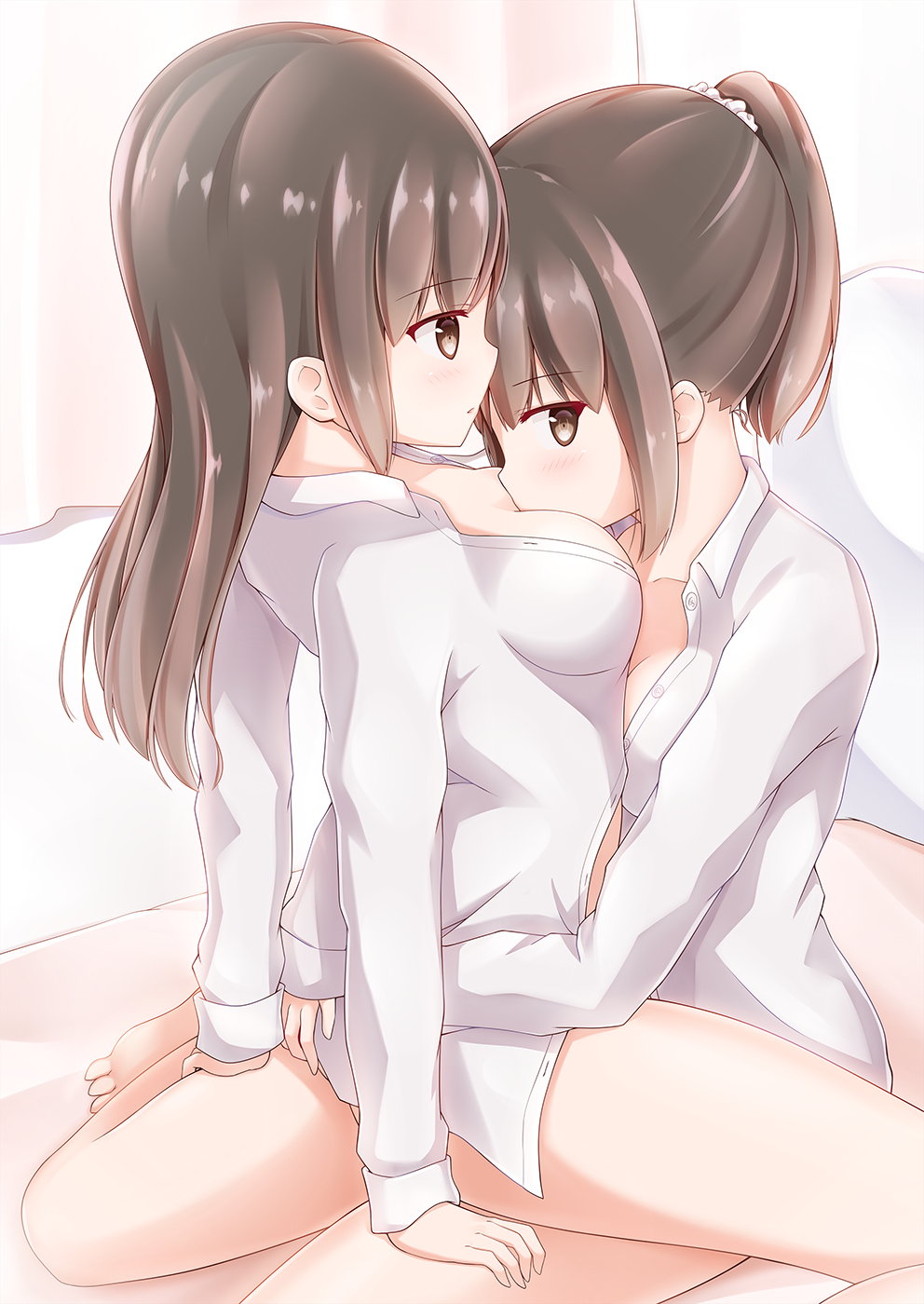 Sakura petals part 2 - NSFW, Anime, Anime art, Original character, Yuri, Bunnysuit, Underwear, Pantsu, Longpost