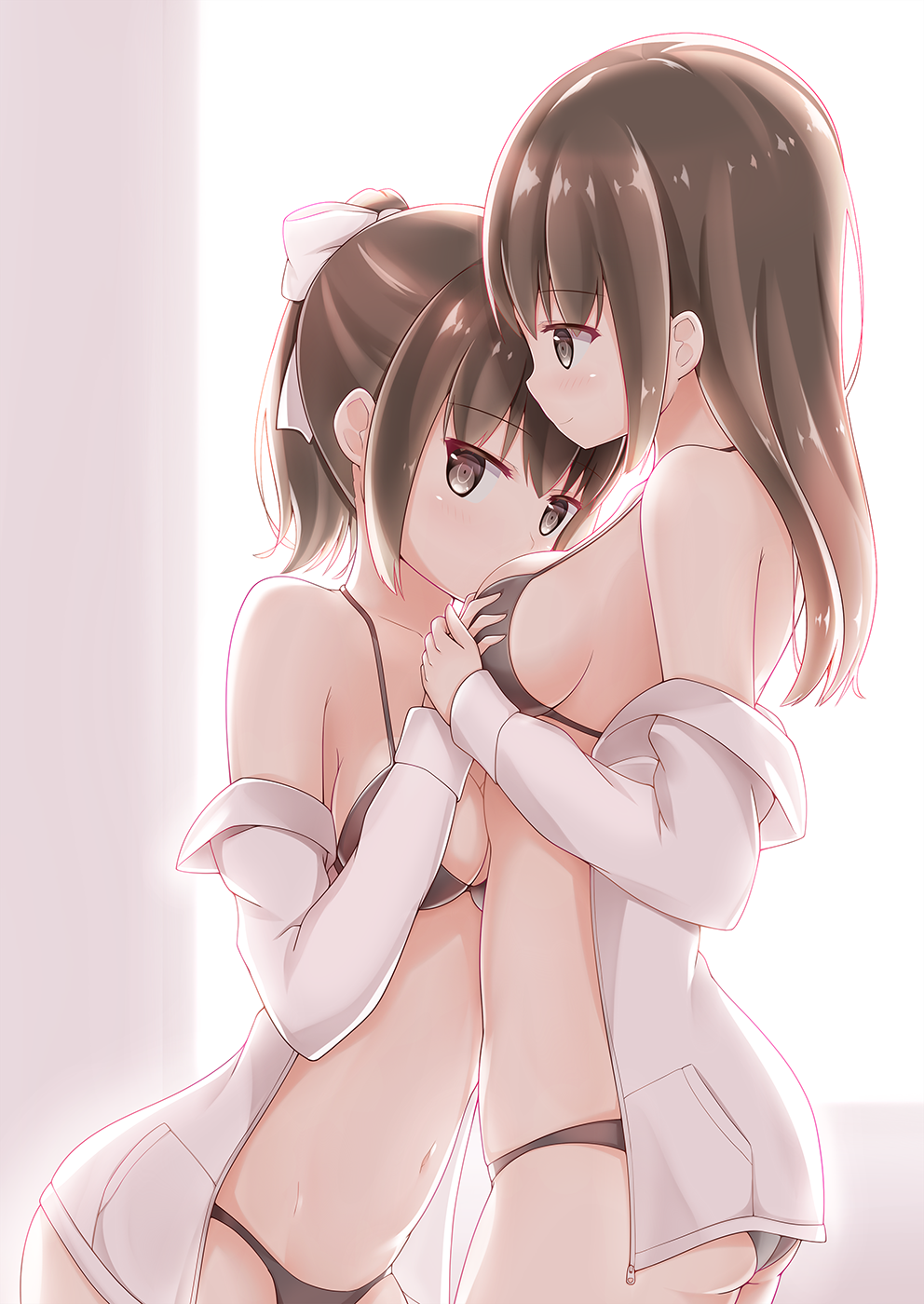 Sakura petals part 2 - NSFW, Anime, Anime art, Original character, Yuri, Bunnysuit, Underwear, Pantsu, Longpost