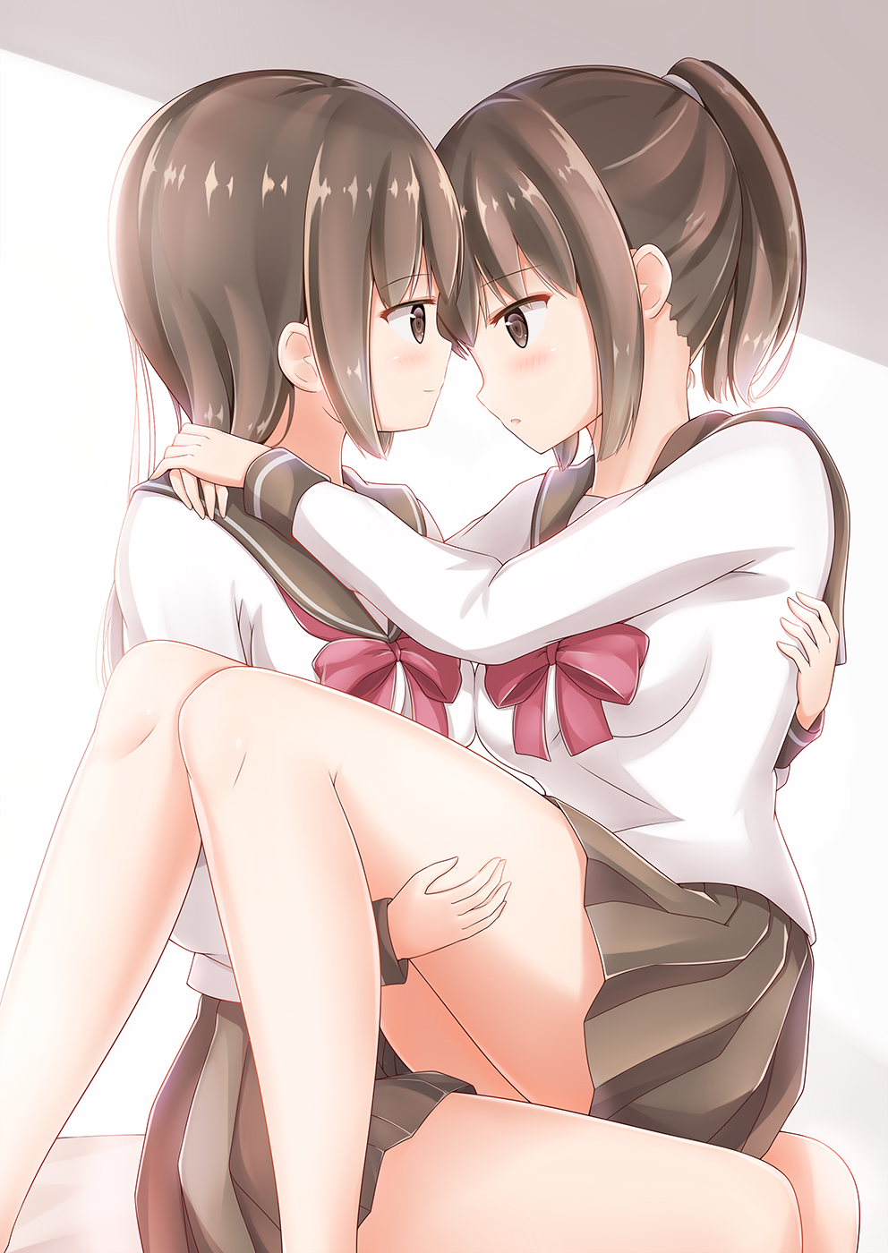 Sakura petals part 2 - NSFW, Anime, Anime art, Original character, Yuri, Bunnysuit, Underwear, Pantsu, Longpost