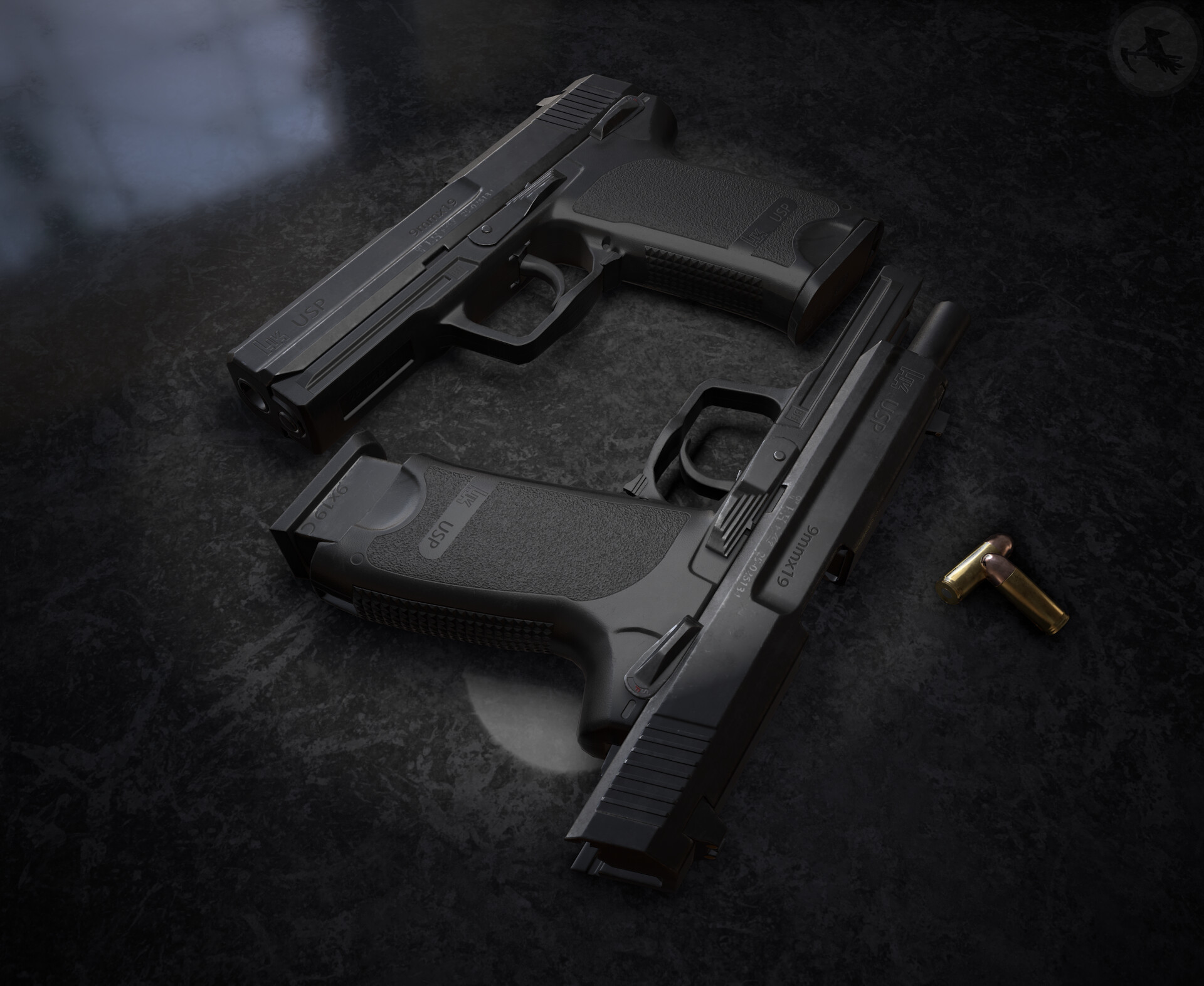 Heckler & Koch USP 9x19 LowPoly - My, Cgimedia, Computer graphics, 3D, 3D graphics, Blender, Weapon, Pistols, Longpost