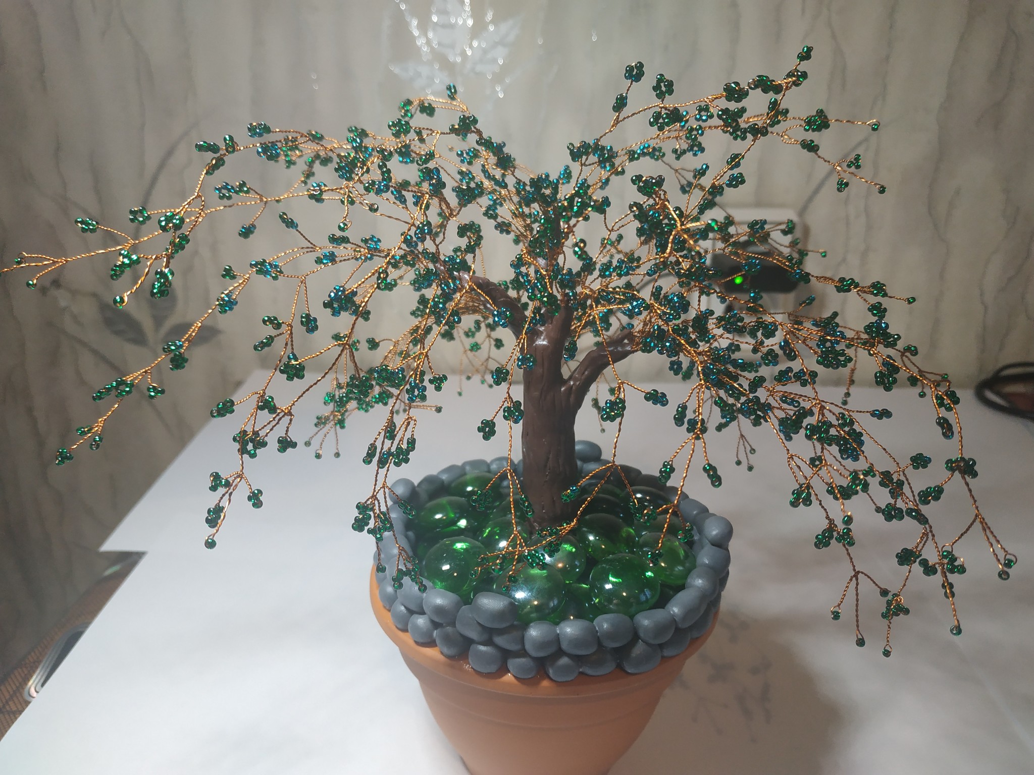 bead tree - My, With your own hands, Beads, Polymer clay, Hobby, Longpost, Needlework without process