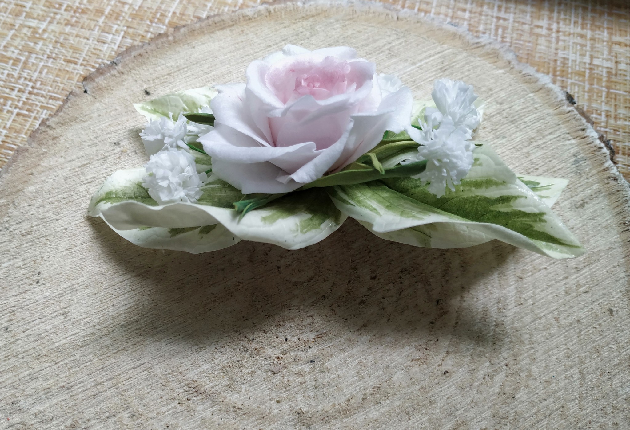 Hairpin tenderness - My, Needlework with process, Handmade, the Rose, Accessories, Longpost