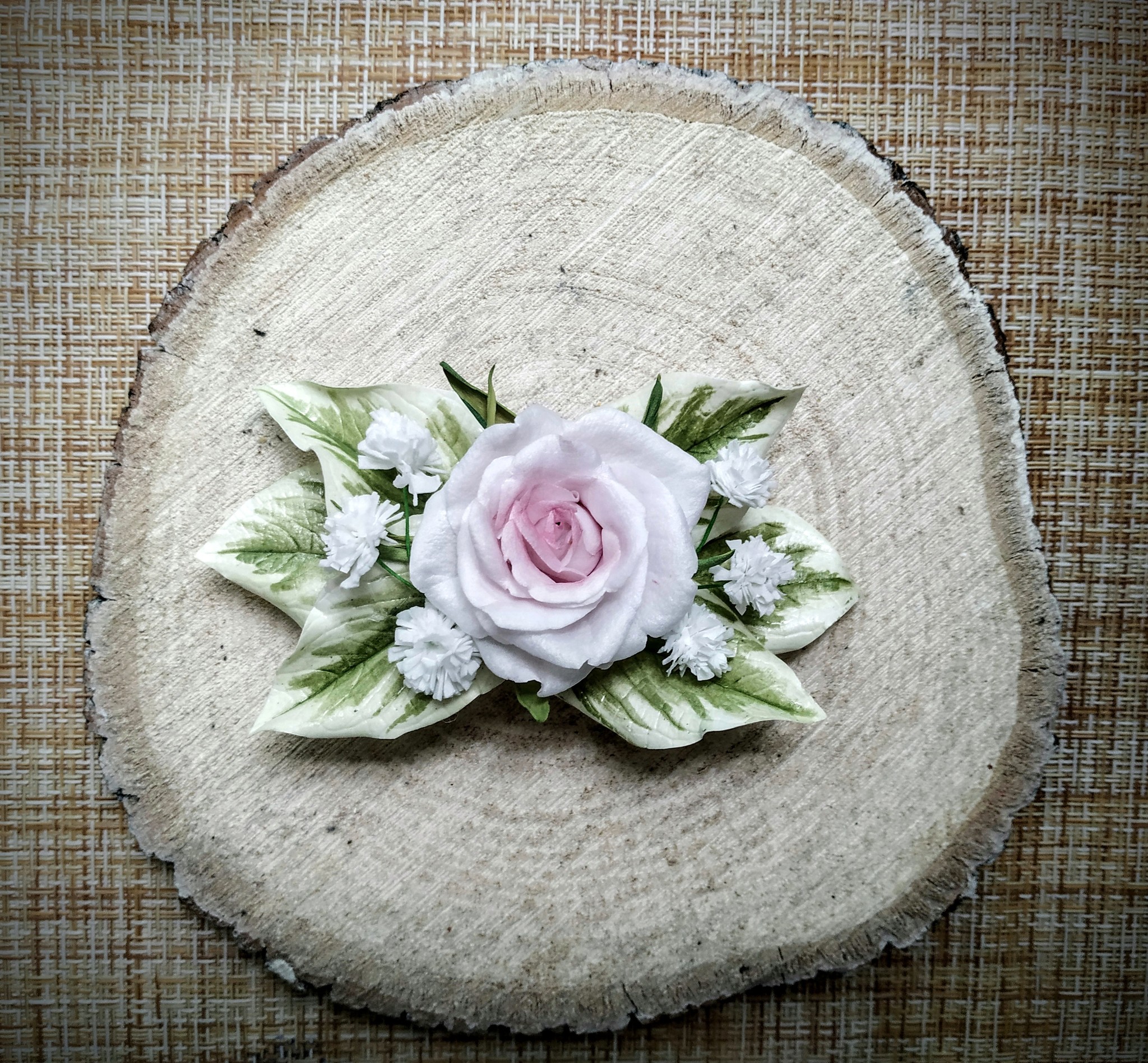 Hairpin tenderness - My, Needlework with process, Handmade, the Rose, Accessories, Longpost