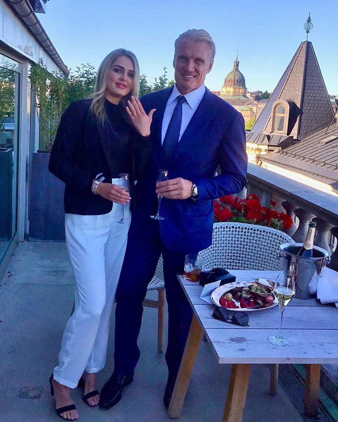 Dolph Lundgren and his personal trainer and fiancee Emma Krokdahl celebrate their engagement - Dolph Lundgren, Bride, Engagement