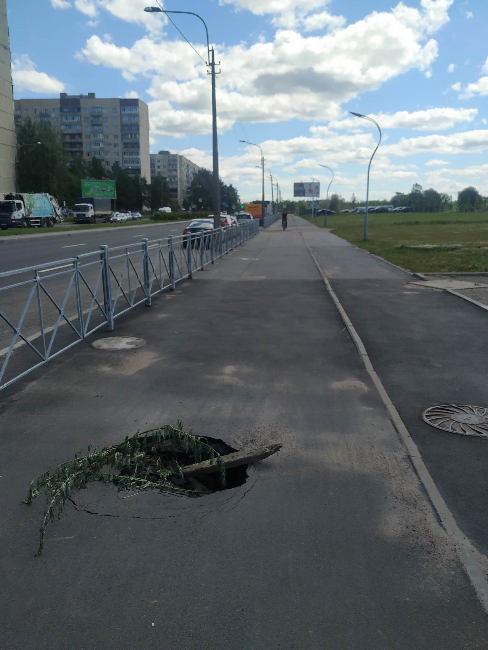 Внимание, опасность - Моё, Санкт-Петербург, Яма, Велодорожка, Опасность, Длиннопост