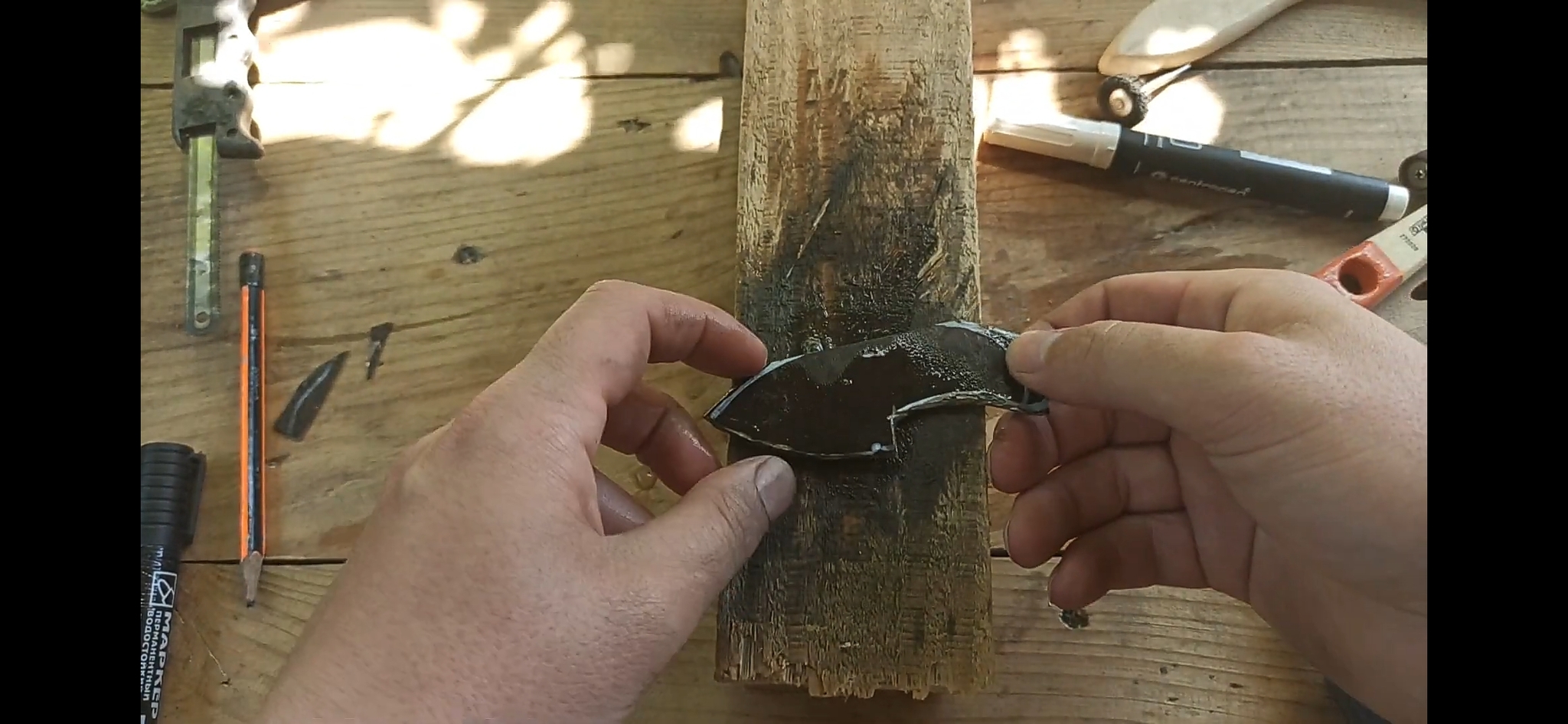 Fishing knife made from a broken blade - My, Knife, With your own hands, Woodworking, Handle, Homemade, Quarantine, Video, Longpost