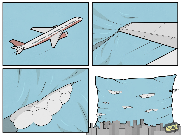 Clouds - My, Gudim, Comics, Clouds, Airplane, Pillow