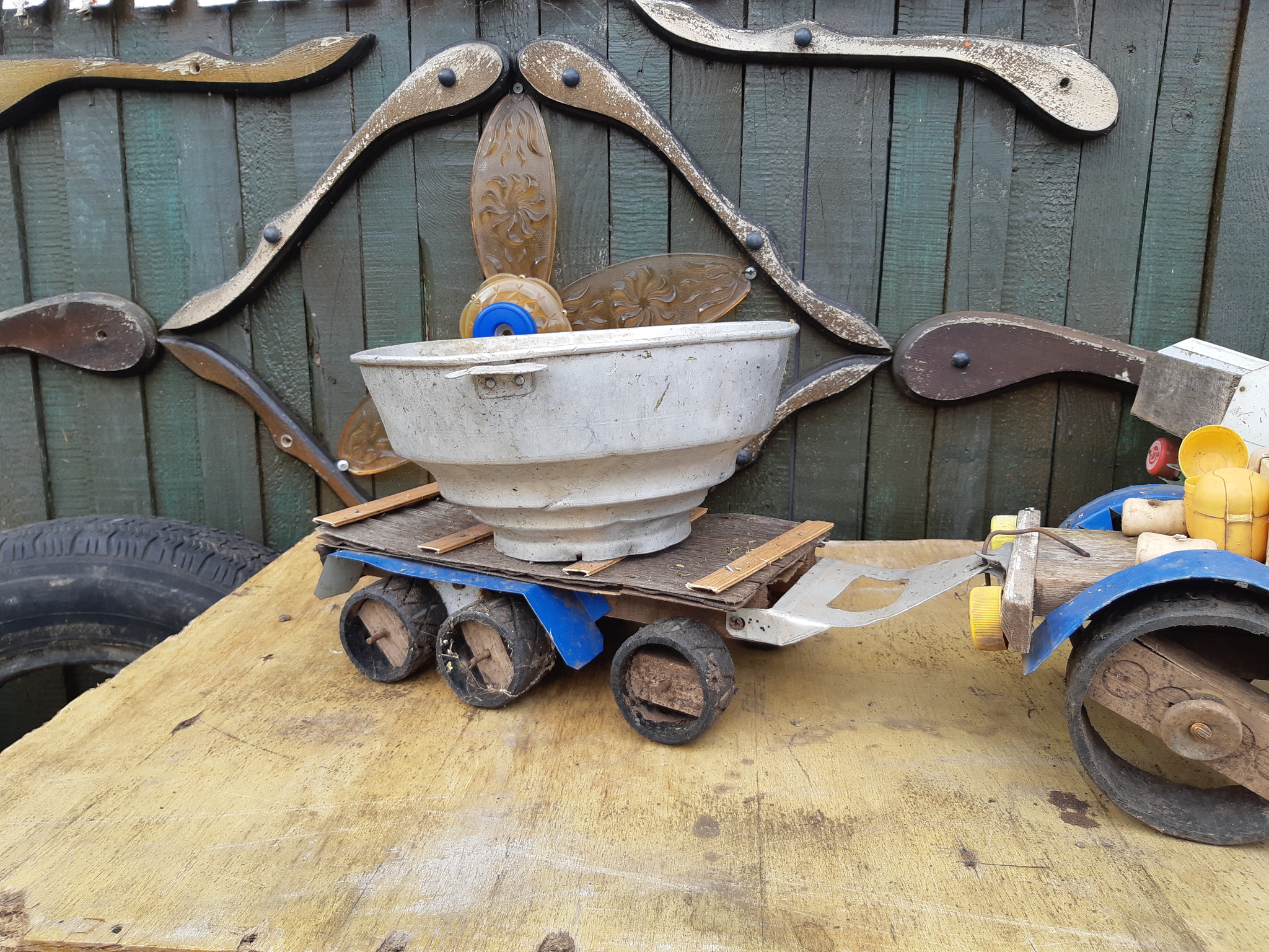 Grandfather and birdhouse - My, Homemade, Creation, Toys, Birdhouse, Tractor, Grandfather, Longpost