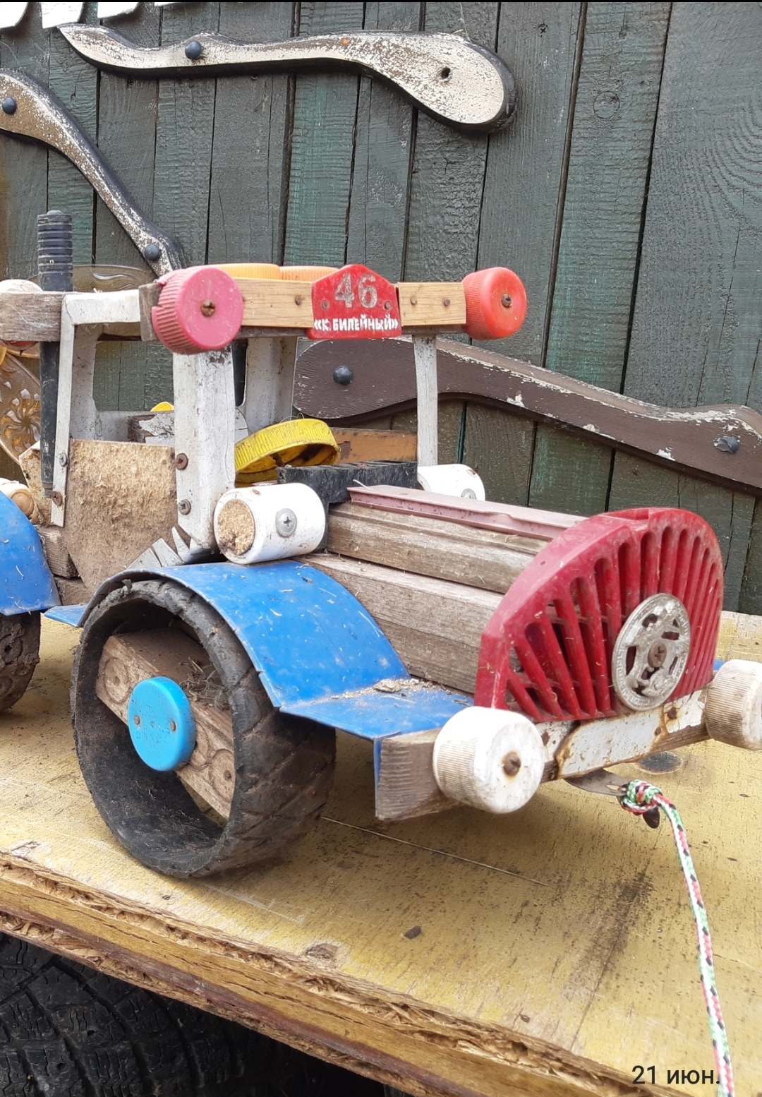 Grandfather and birdhouse - My, Homemade, Creation, Toys, Birdhouse, Tractor, Grandfather, Longpost