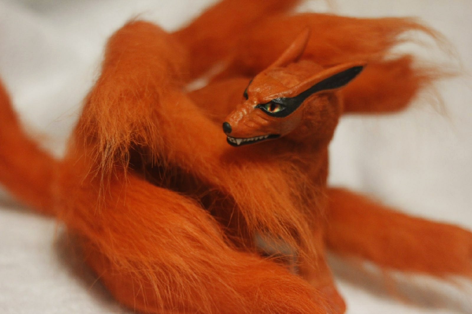 Kurama, handmade - My, Kitsune, Fox, Polymer clay, Handmade, Frame toy, Mixed media