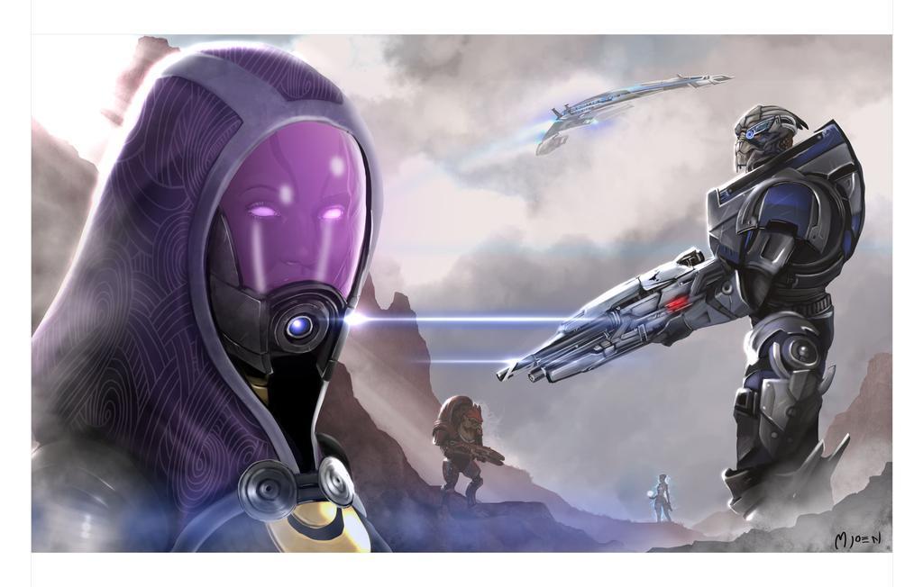 Mass Effect Squad - Mass effect, Garrus, Tali zorah, Urdnot Rex, Drawing