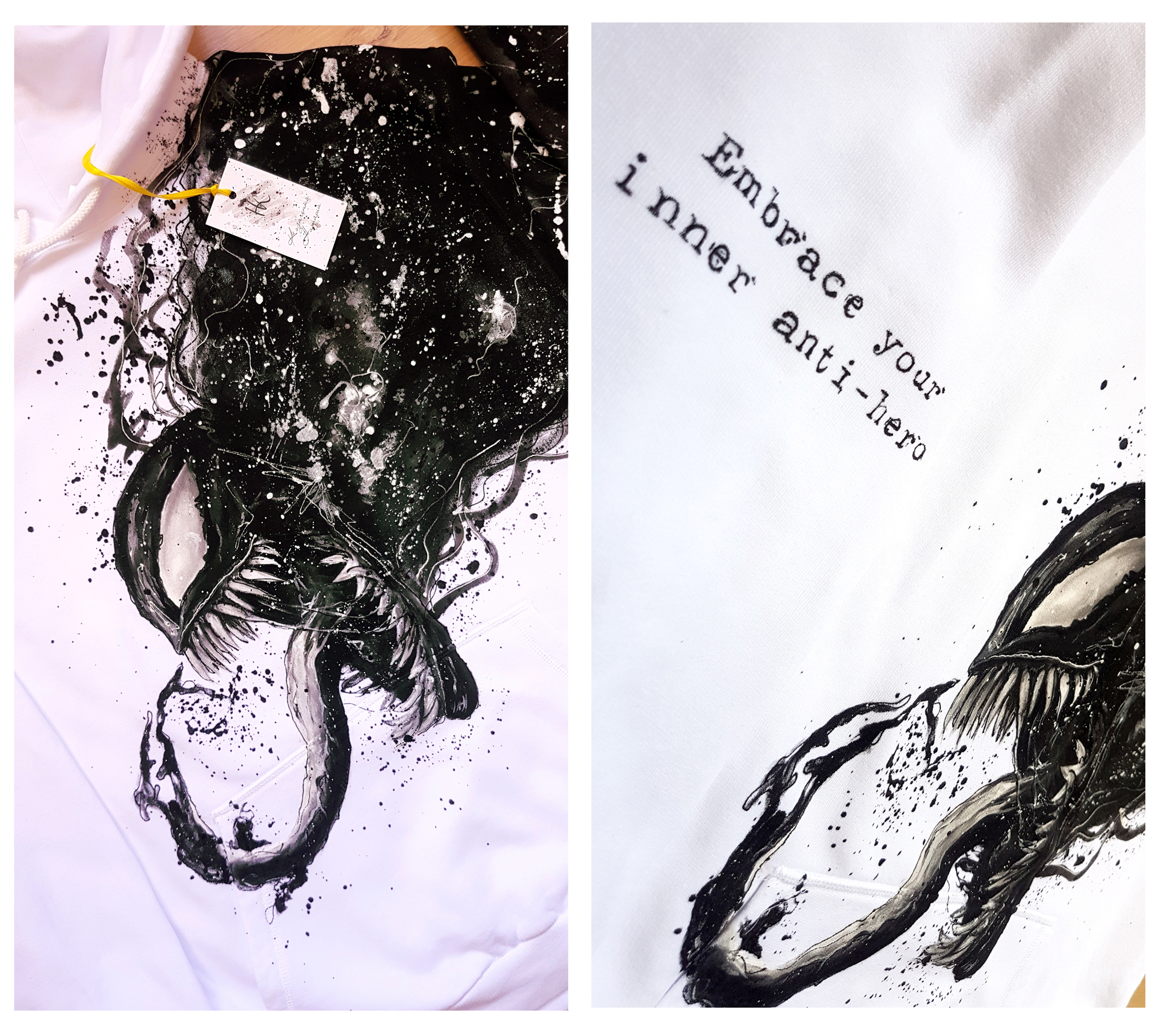 Hand painted Venom / Venom - My, Art, Drawing, Painting on fabric, Venom, sweatshirt, Handmade, Longpost