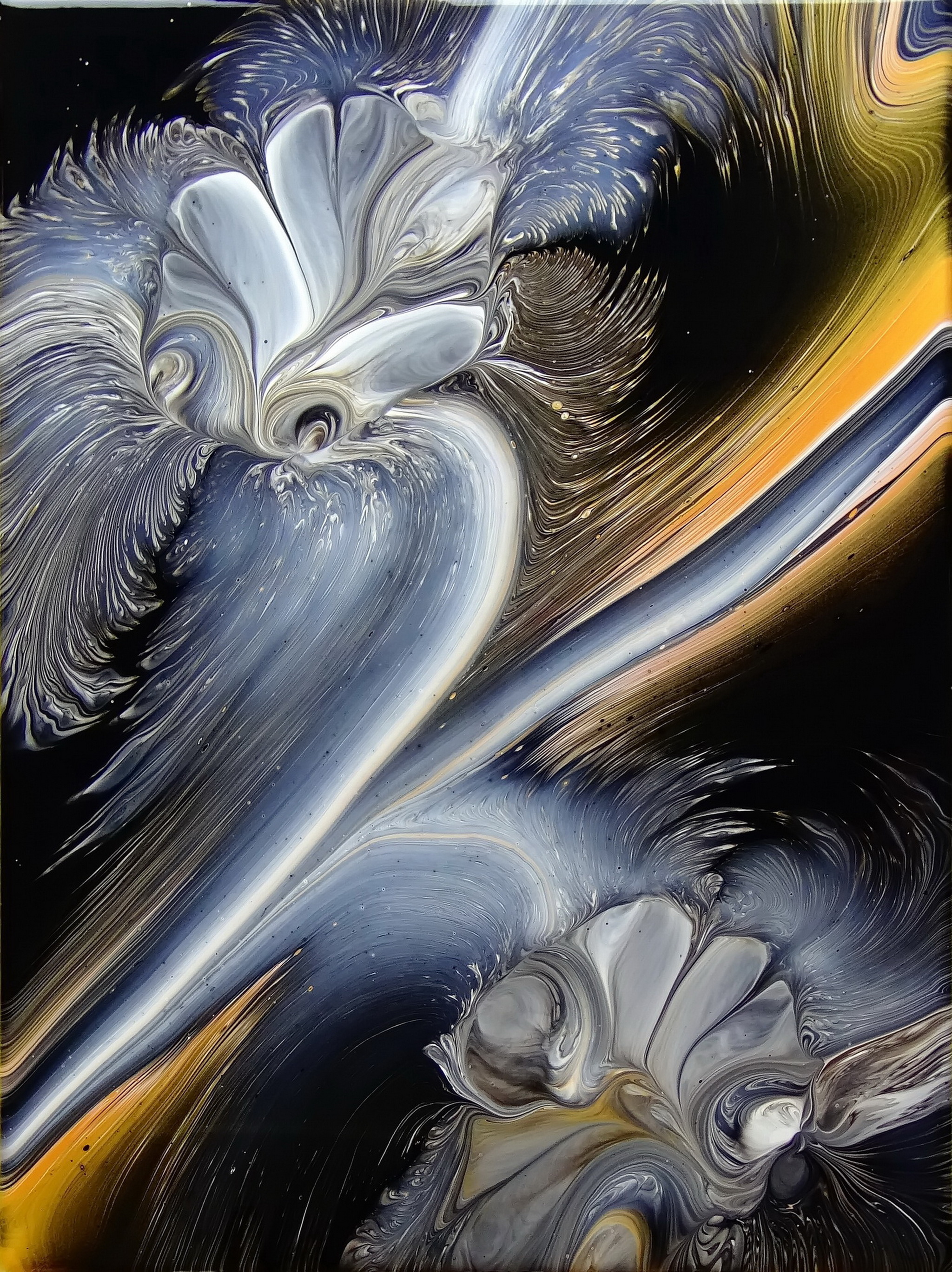 Gorgeous STRAIGHT PIECE OVER THE CUP ~ BLACK & WHITE & GOLD ~ MUST SEE ~ Paint #WithMe - My, Paints, Acrylic, Video, Longpost