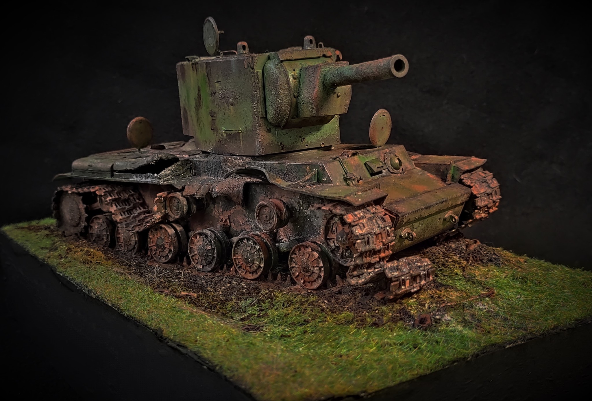 Klim Voroshilov - 2 Diorama (Wrecked KV - 2 in the first years of the war) - My, Diorama, Stand modeling, Kv-2, Tanks, The Great Patriotic War, The photo, With your own hands, Video, Longpost