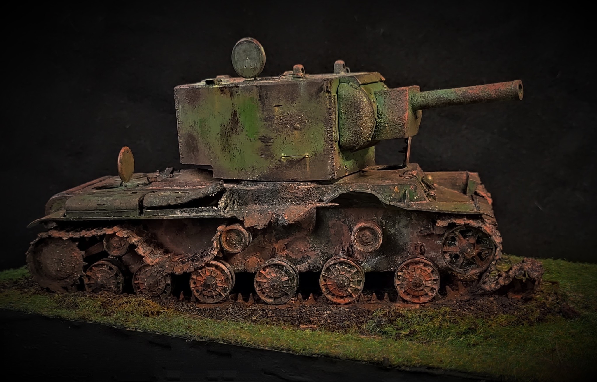 Klim Voroshilov - 2 Diorama (Wrecked KV - 2 in the first years of the war) - My, Diorama, Stand modeling, Kv-2, Tanks, The Great Patriotic War, The photo, With your own hands, Video, Longpost