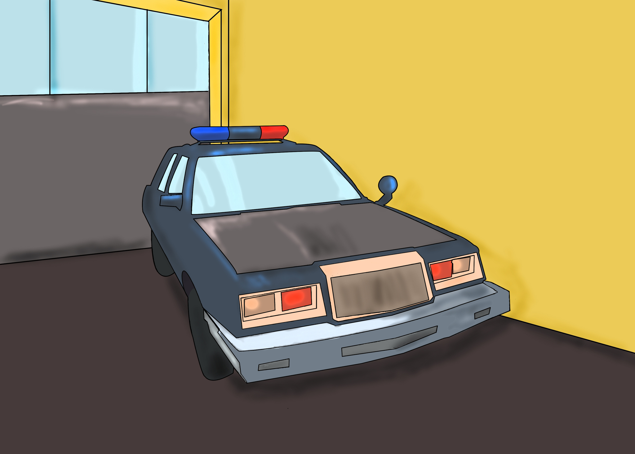 Art Police car - My, Graphics tablet, Art