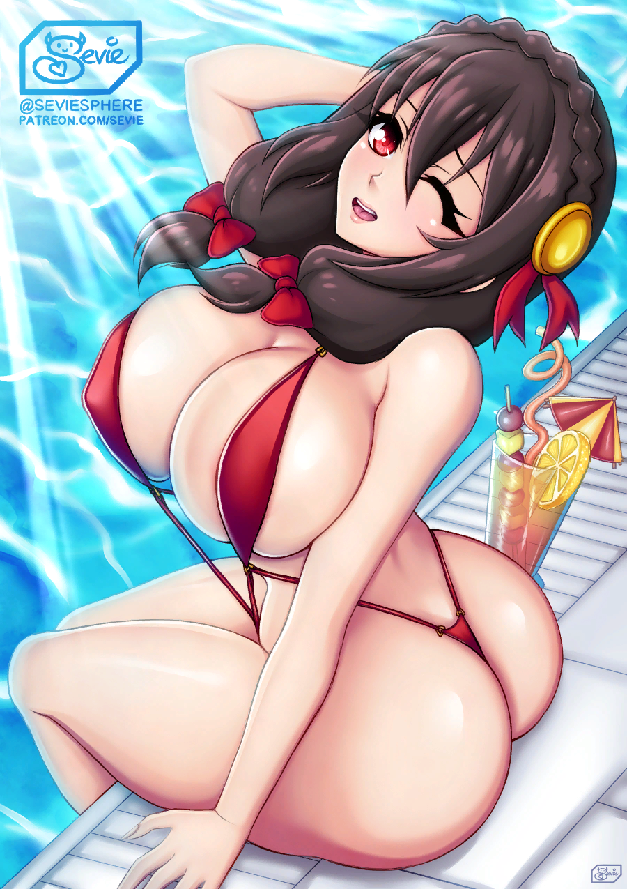 Yunyun - NSFW, Konosuba, Yunyun, Anime art, Art, Erotic, Swimsuit, Anime, Hand-drawn erotica