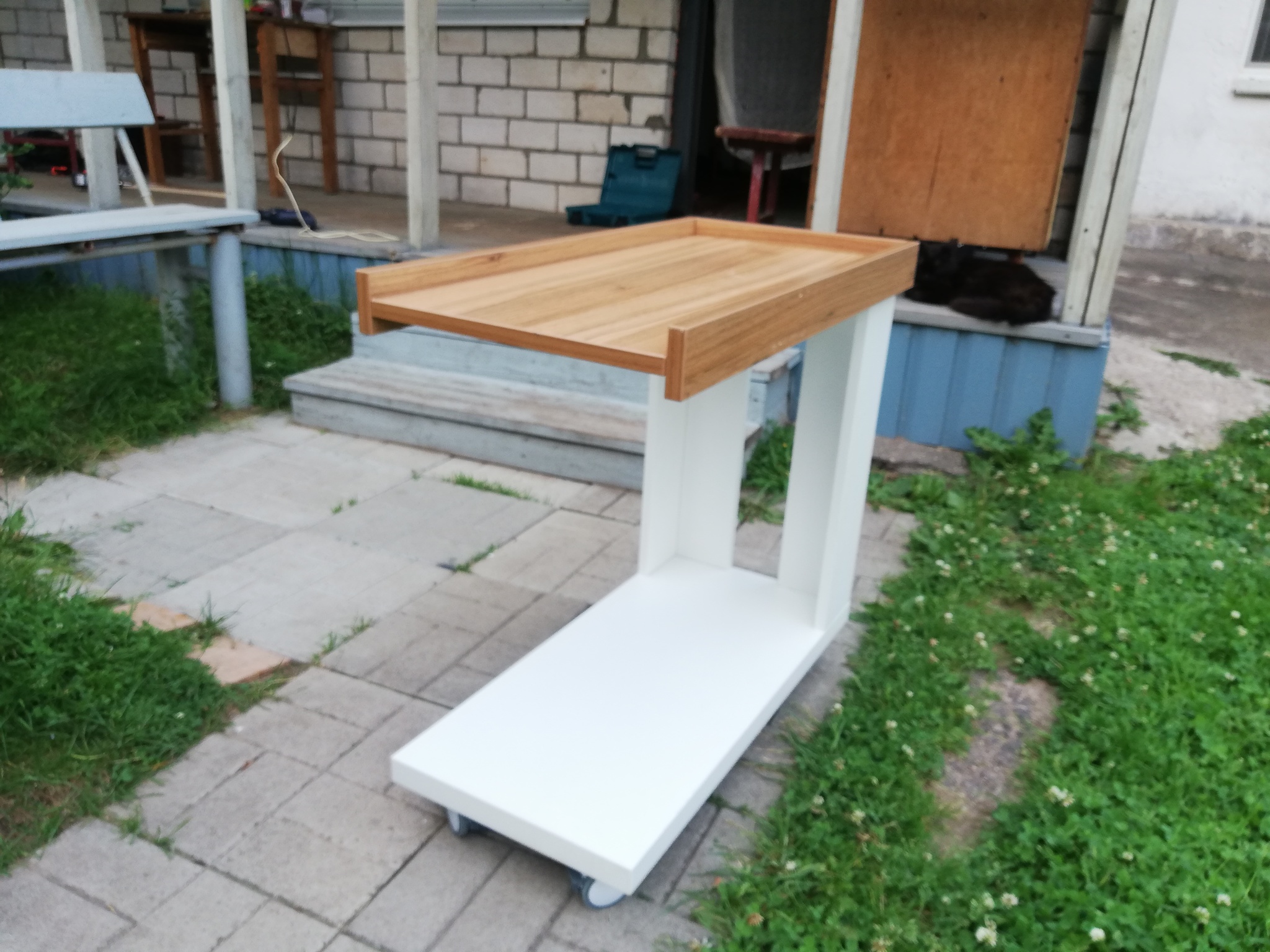 Pizza table on wheels - My, Coffee table, With your own hands, Longpost, Needlework with process, CHIPBOARD