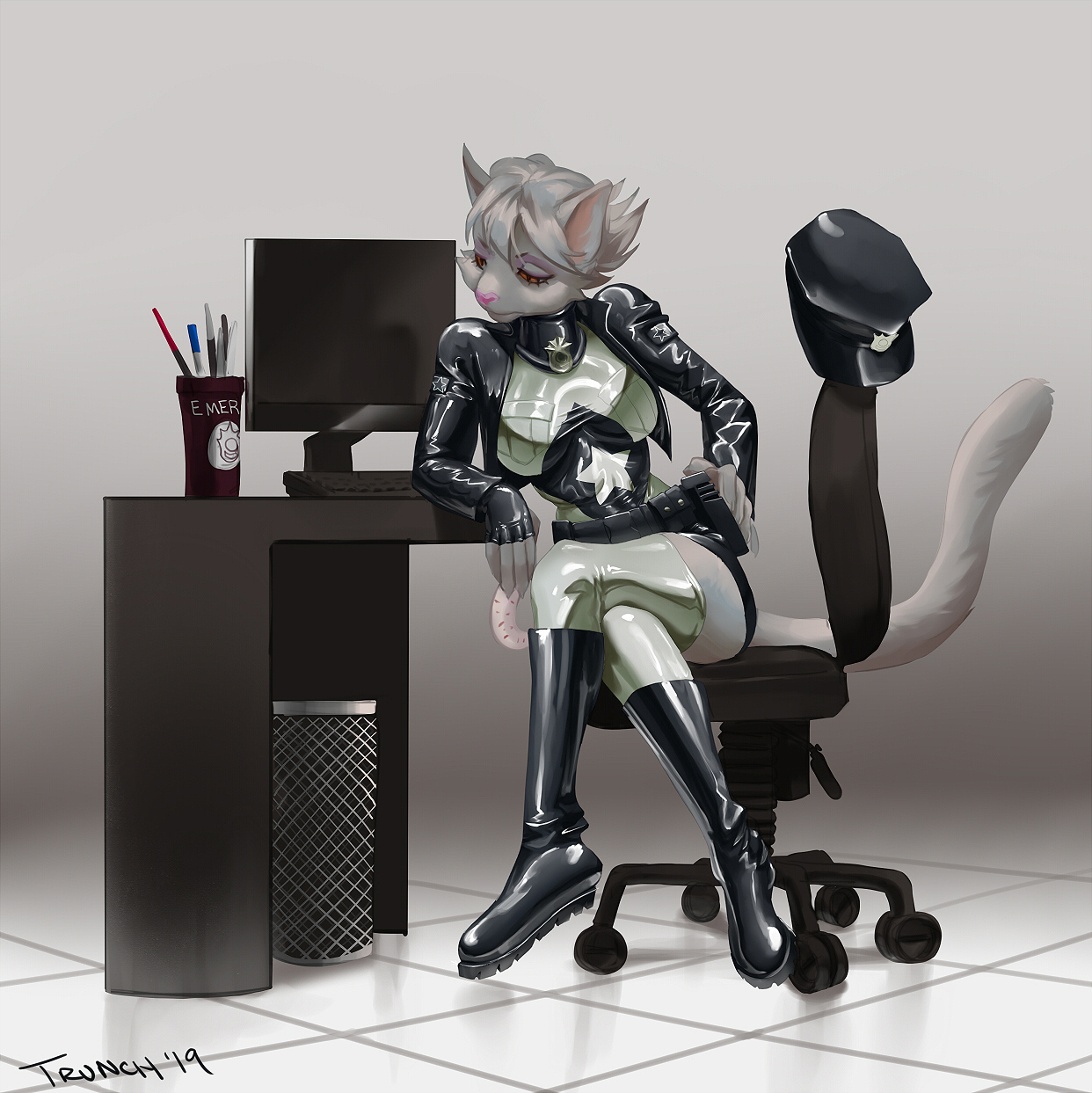 Kitty Cop - Фурри, Furry Art, Furry Cat, Trunch