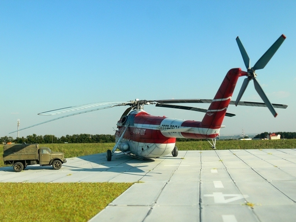 Firefighting helicopter Mi-6 PZh - Stand modeling, Diorama, Helicopter, Modeling, Technics, Aerodrome, Longpost, Mi-6