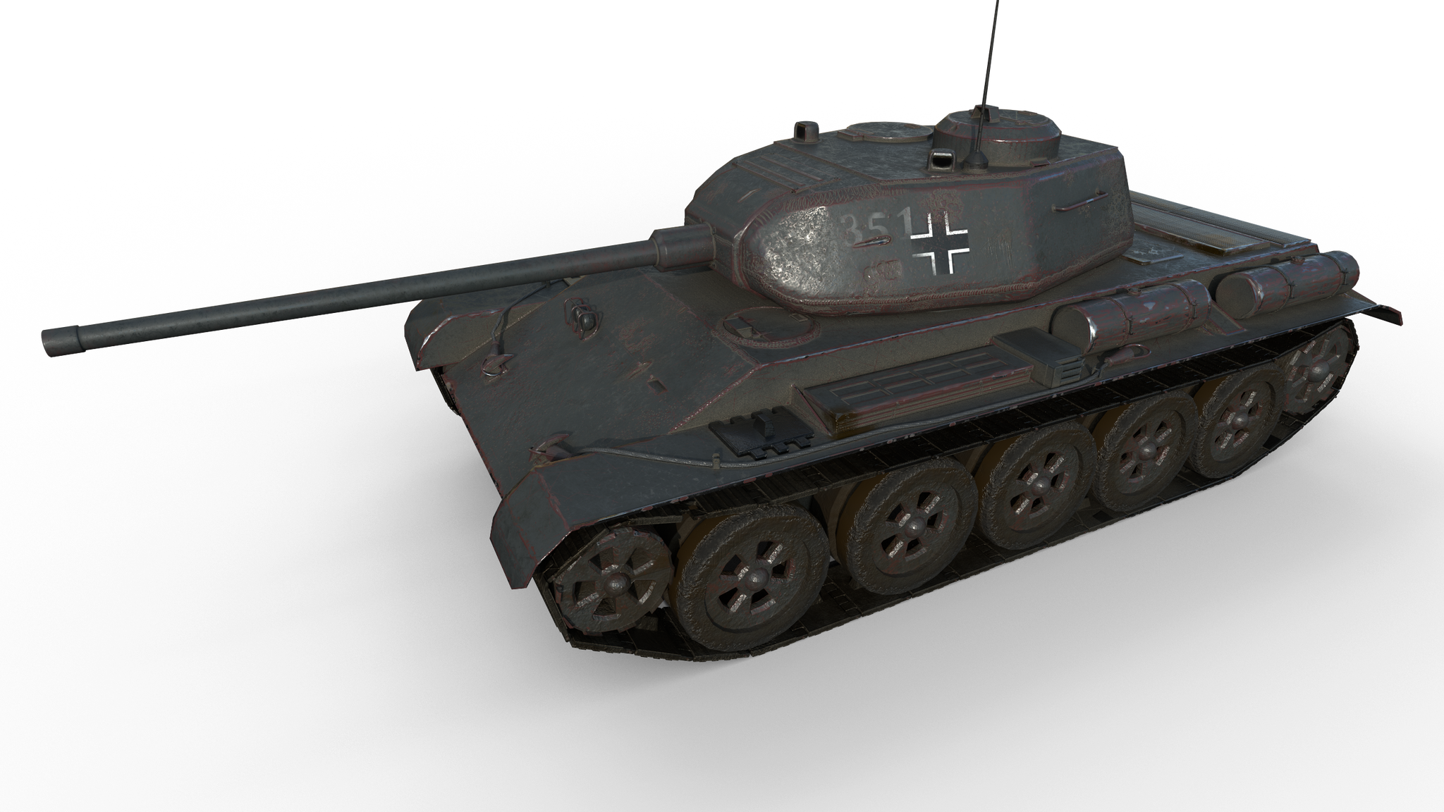 I imagined a T-44 captured by the Germans and decided to make 2 - My, T-44, The Second World War, Tanks, 3DS max, Substance painter, 3D graphics