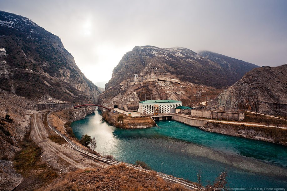 Miatlinskaya hydroelectric power station on the Sulak River - Dagestan, Hydroelectric power station, Dam, The photo, Longpost