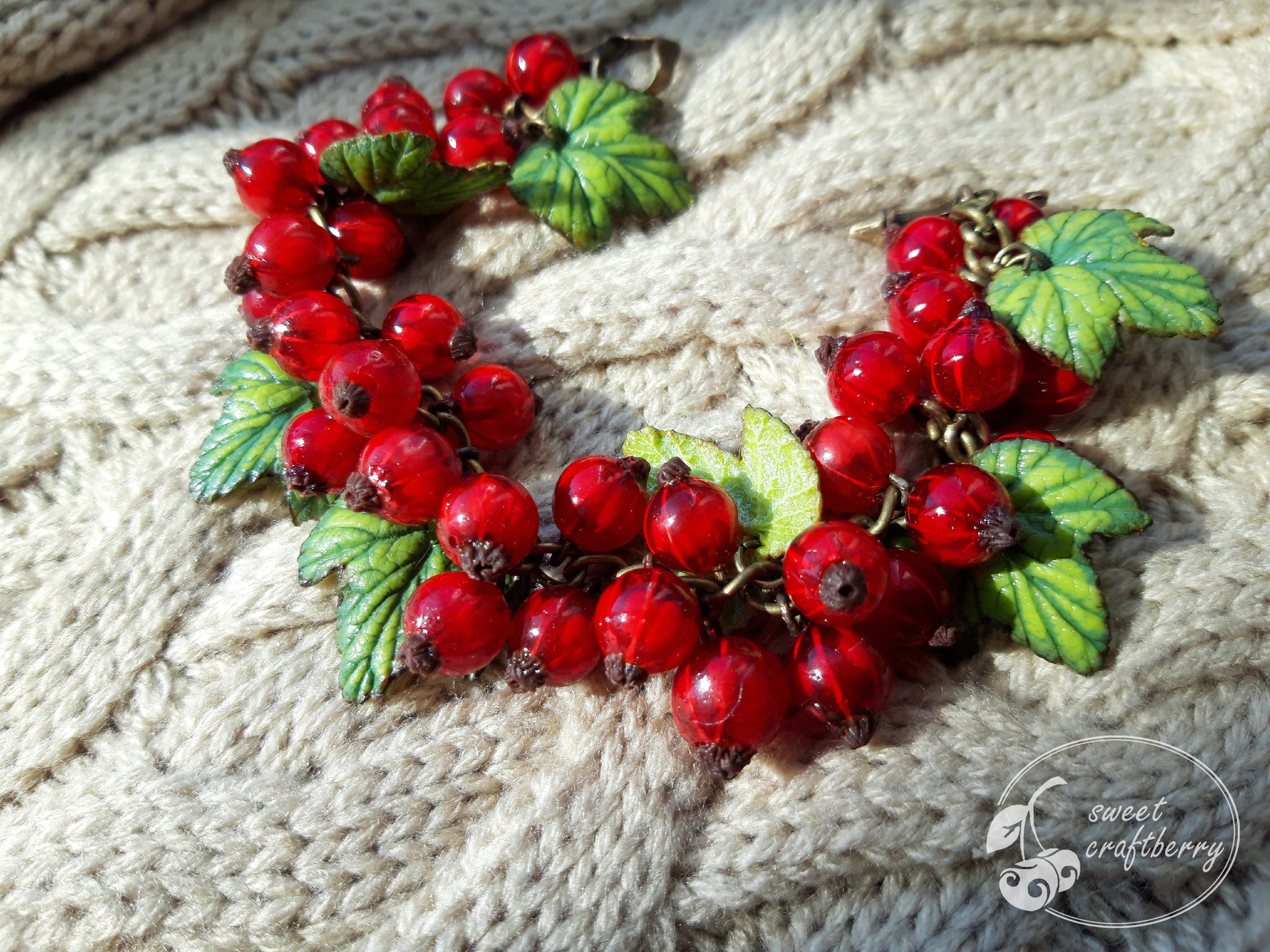 Red currants made from baked polymer clay - My, Polymer clay, Berries, Needlework without process, Red Ribes, Longpost