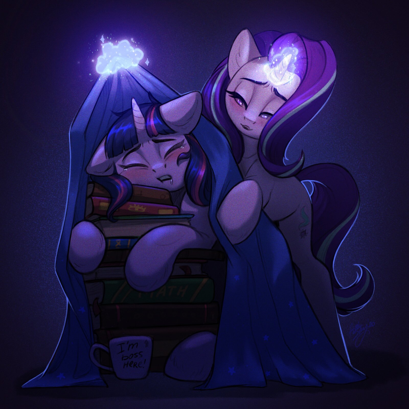 Твайка зачиталась - My Little Pony, PonyArt, Twilight sparkle, Starlight Glimmer