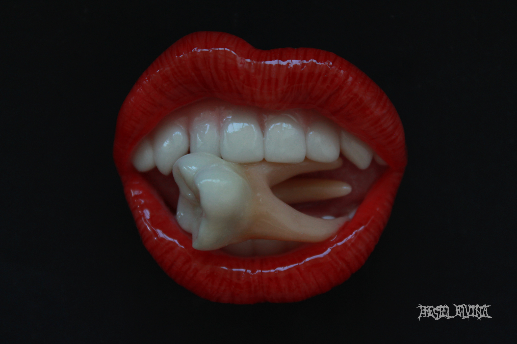 Polymer clay lips (brooch) - My, Polymer clay, Surrealism, Realism, Lips, Kripota, Needlework without process, Longpost