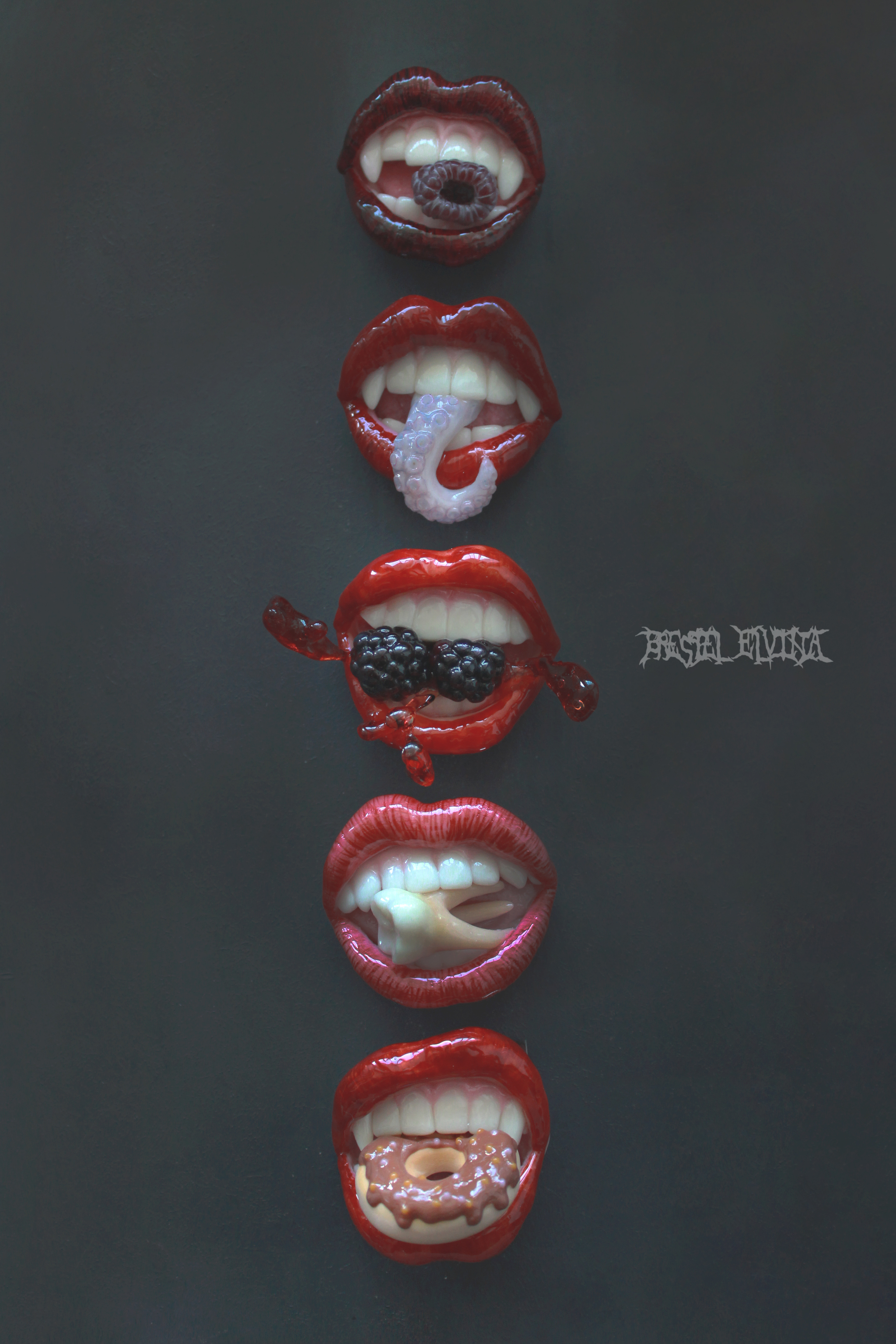 Polymer clay lips (brooch) - My, Polymer clay, Surrealism, Realism, Lips, Kripota, Needlework without process, Longpost