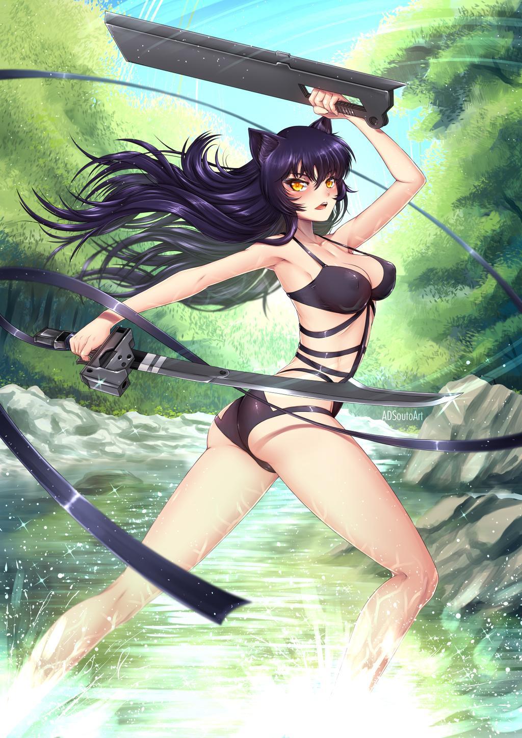 RWBY - Summer Time - NSFW, RWBY, Anime art, Anime, Art, Longpost, Swimsuit, Adsouto, Blake belladonna, Neopolitan, Ruby rose, Emerald Sustrai, Nora valkyrie, Yang xiao long, Weiss schnee