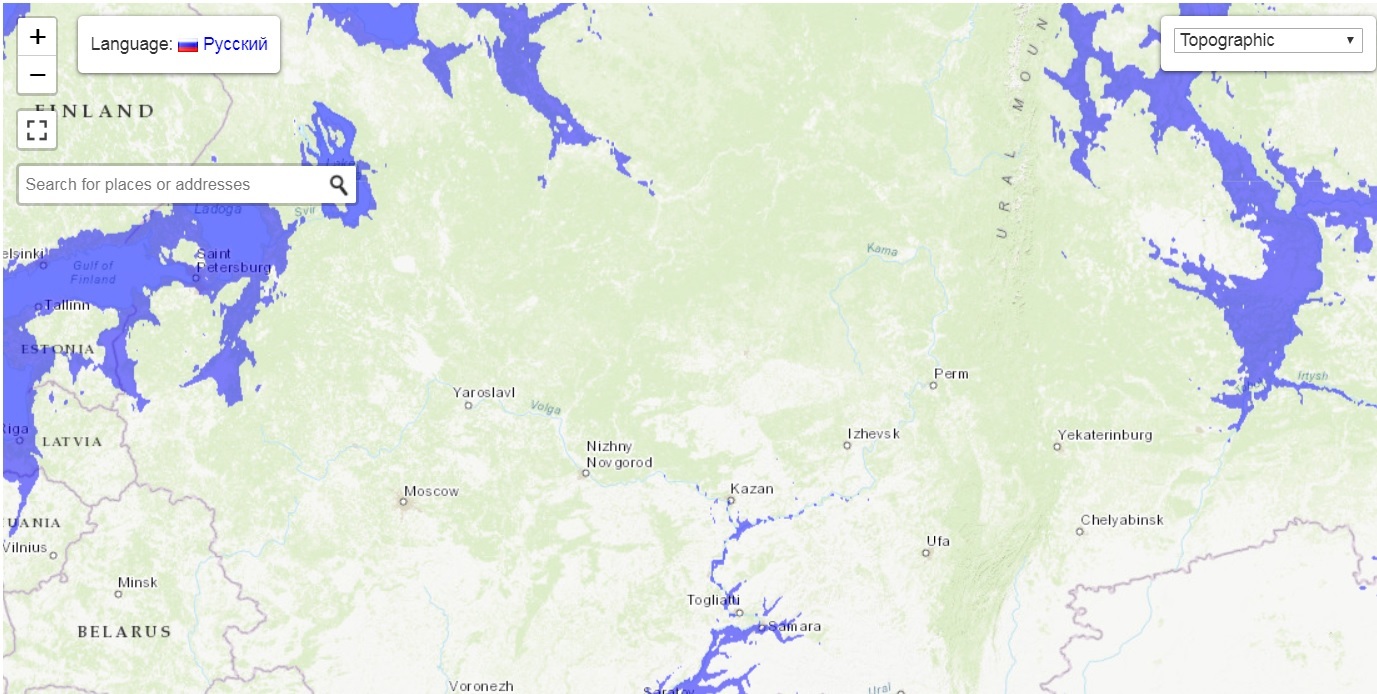 Карта водяных затоплений. Интерактивный сайт
