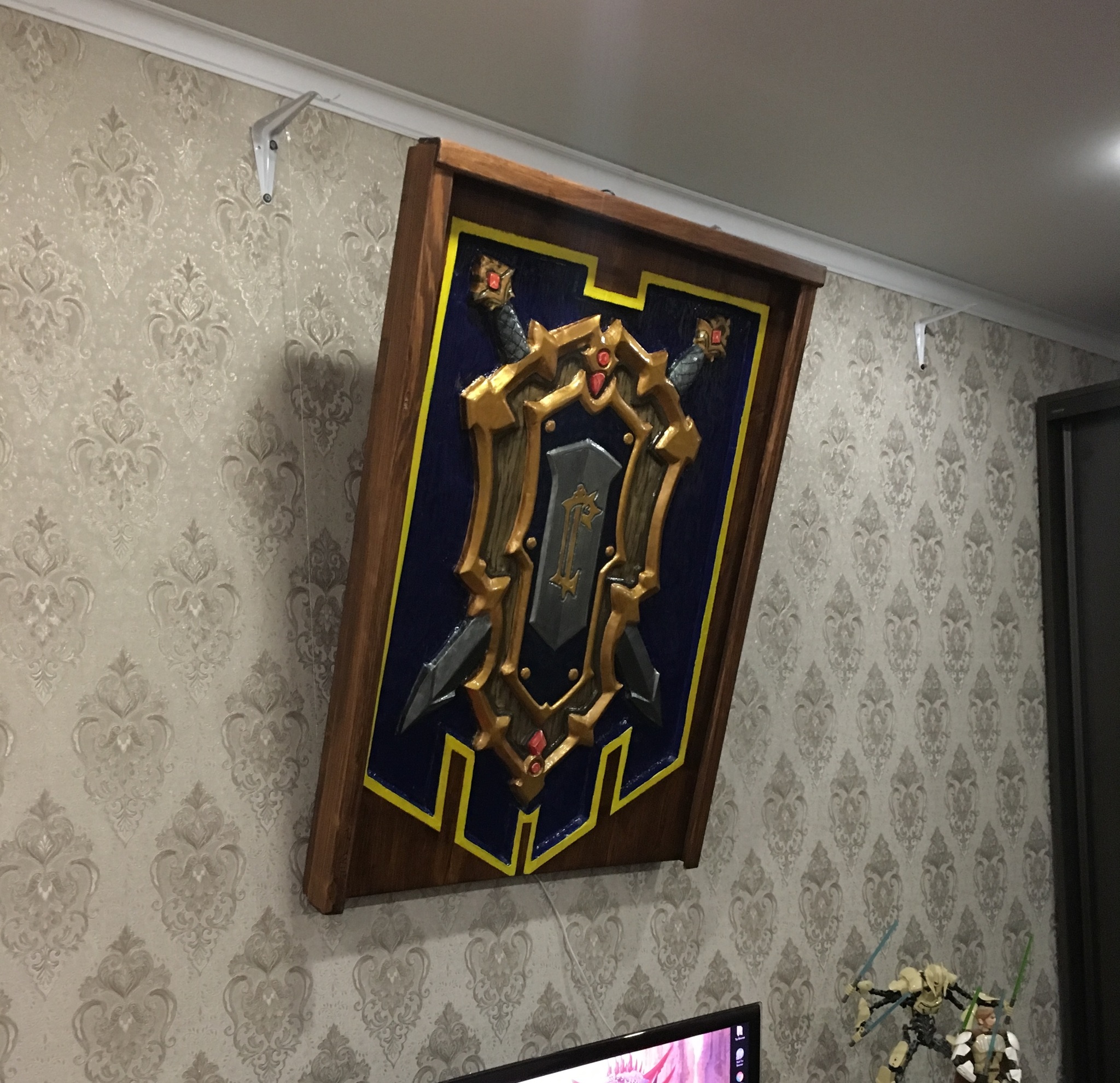 DIY royal knight's shield of Lordaeron - My, World of warcraft, Warcraft, Shield, With your own hands, Panel, Longpost, Needlework with process