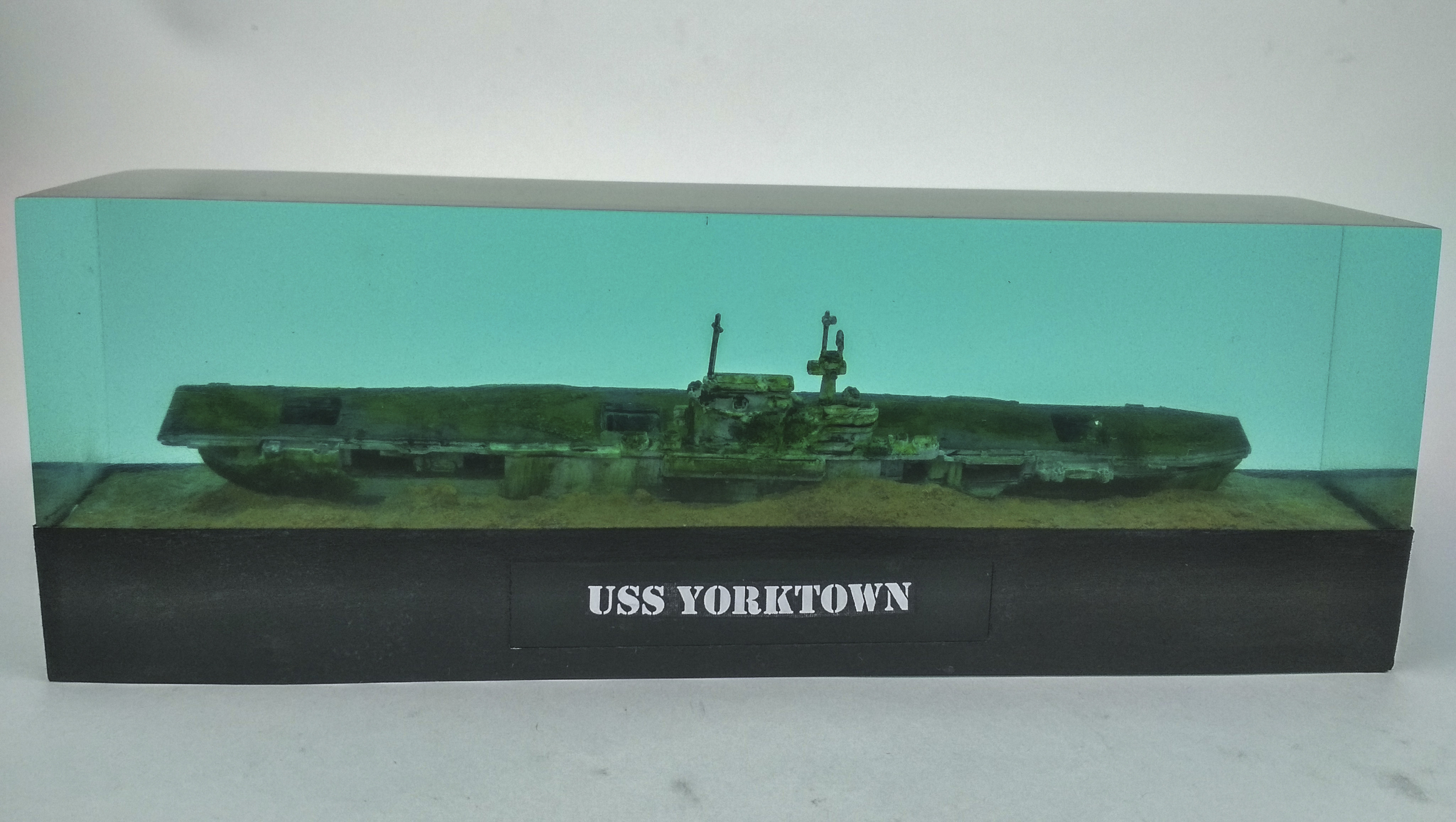 Diorama of the aircraft carrier Yorktown. At a depth of 5070 meters - My, Prefabricated model, Ship modeling, Diorama, Stand modeling, Video, Longpost