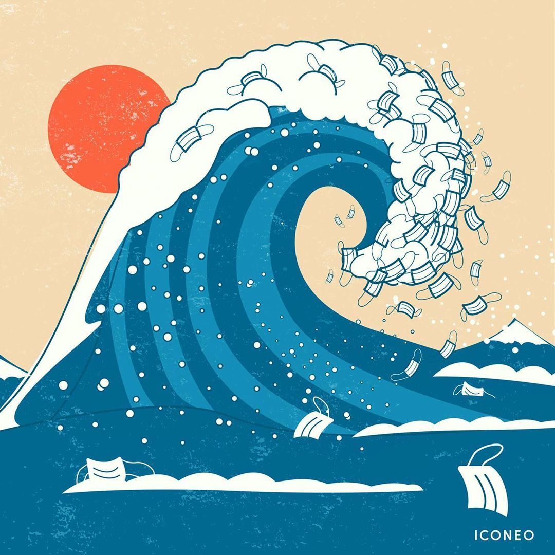 Wave - Art, Iconeo, Hokusai, Mask