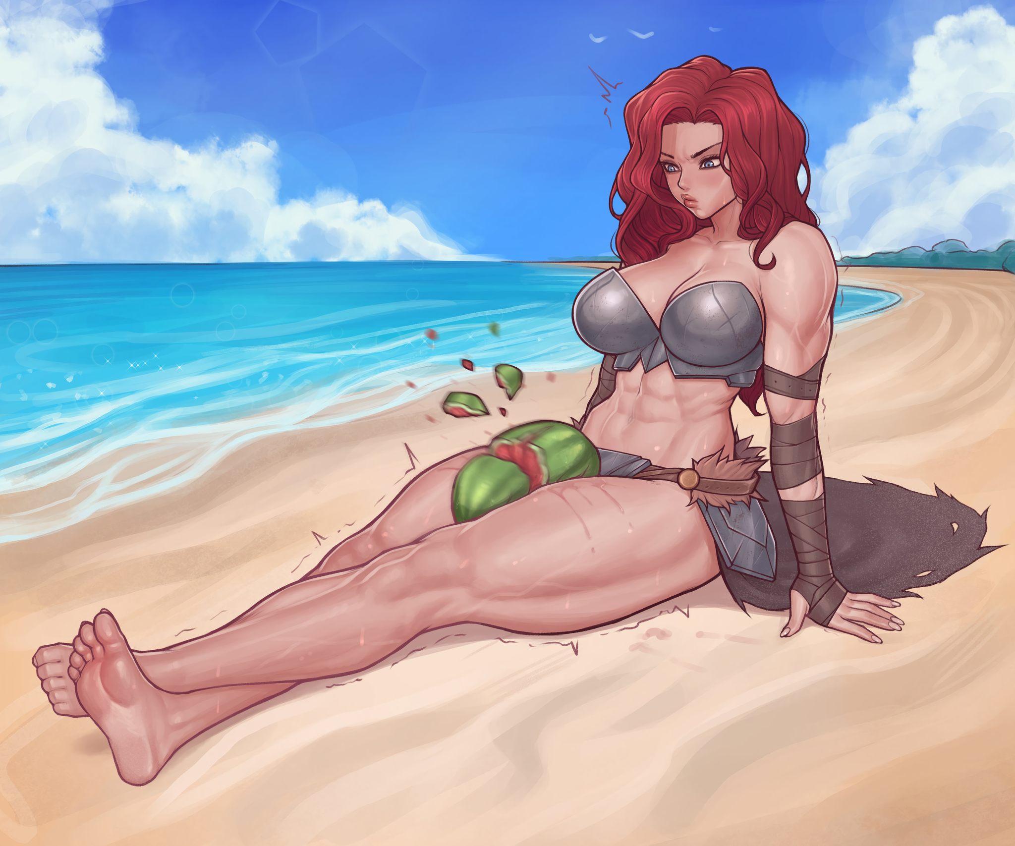 Watermelon - NSFW, Asura, Strong girl, Muscleart, Art, Girls, Watermelon