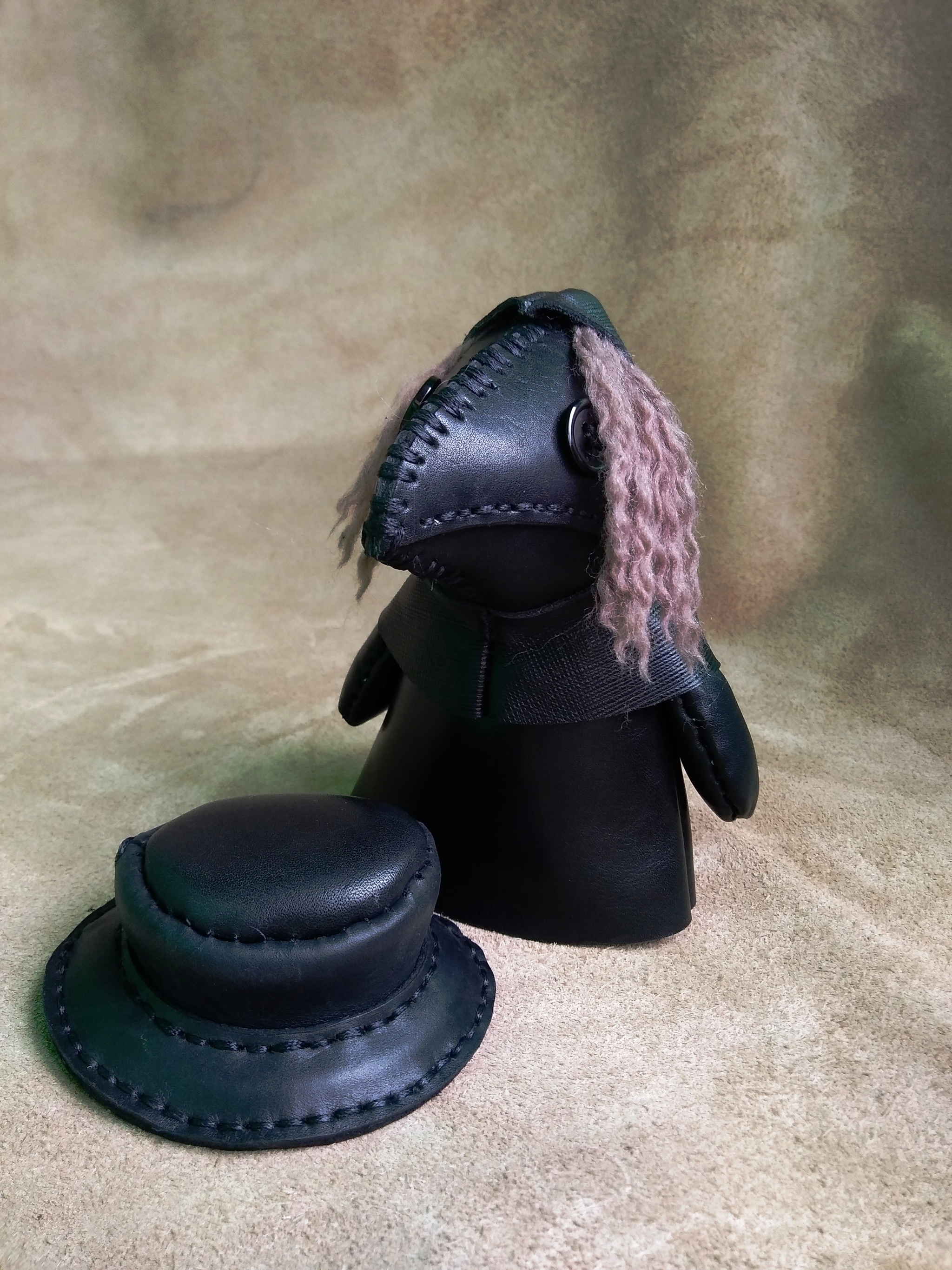 Little plague doctors - My, Leather products, Plague Doctor, Doll, Handmade, With your own hands, Longpost, Needlework without process