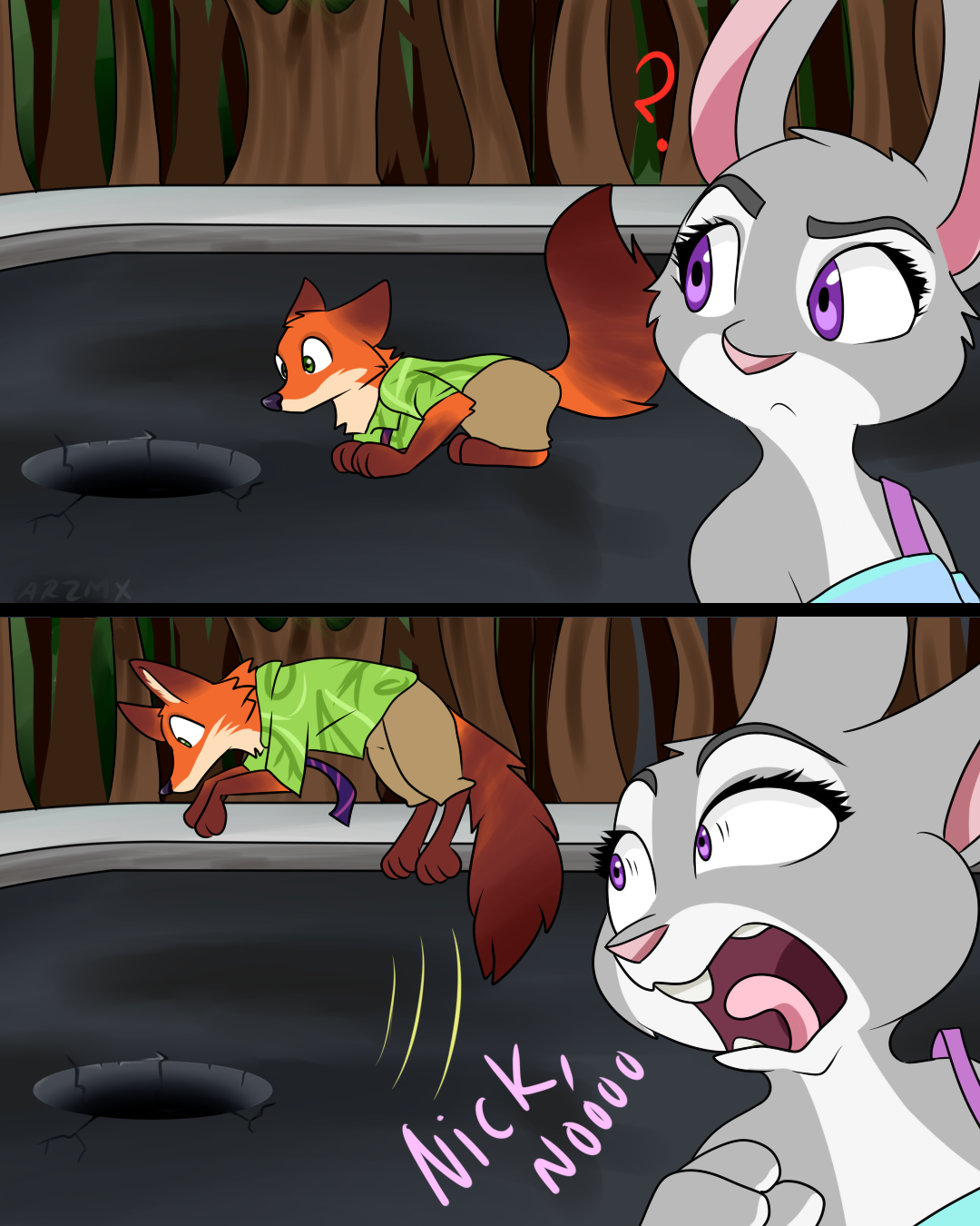 Fox instincts - Zootopia, Nick and Judy, Instinct, Fox, Hunting, Comics, Humor, Mouse-bending, Longpost