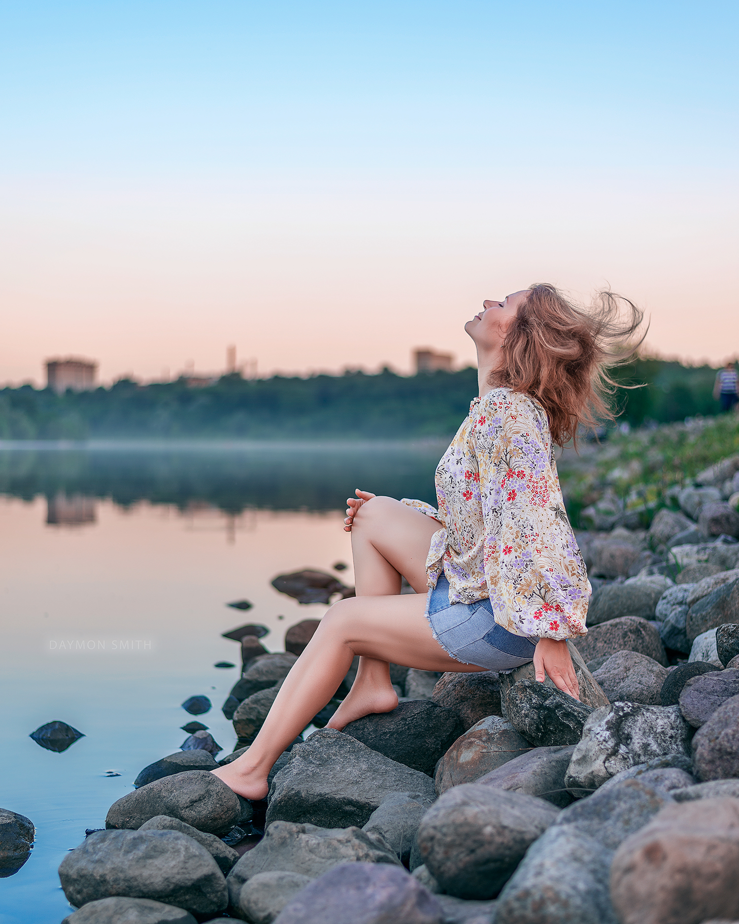 На закате в Коломенском - Моё, Фотография, Красивая девушка, Коломенское, Река