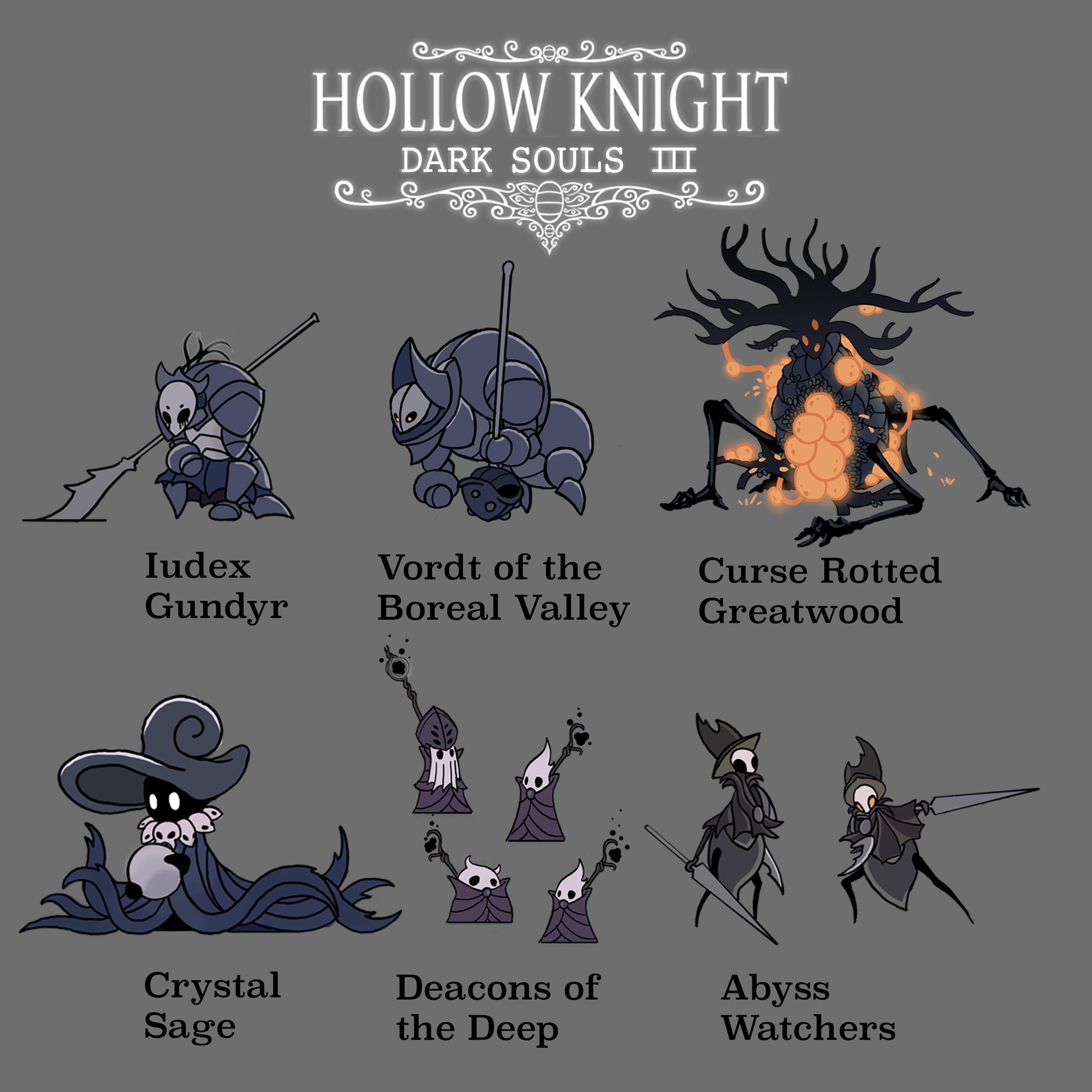 Hollow knight x Dark Souls 3 - Арт, Игры, Hollow Knight, Dark Souls, Dark Souls 3, Кроссовер, Длиннопост