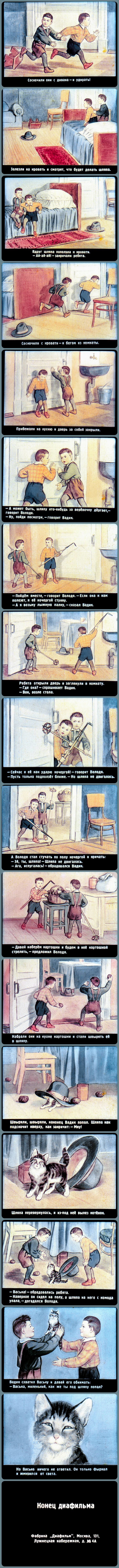 Живая шляпа (1951) - СССР, Длиннопост, Прошлое, Картинка с текстом, Диафильмы