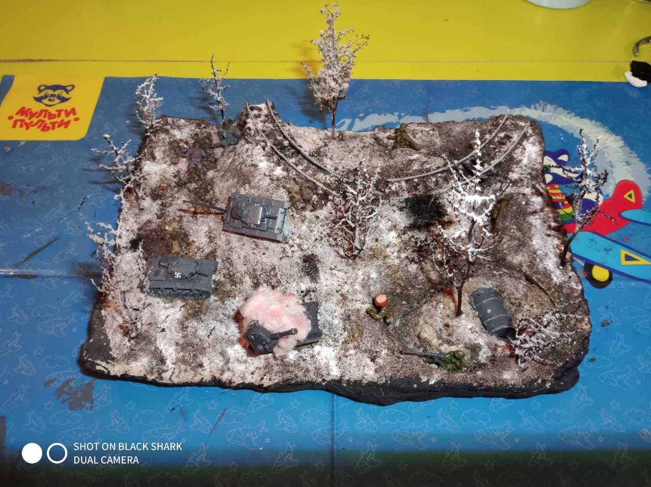 My son's first diorama - My, Diorama, Crafts, Children, Longpost, Needlework with process