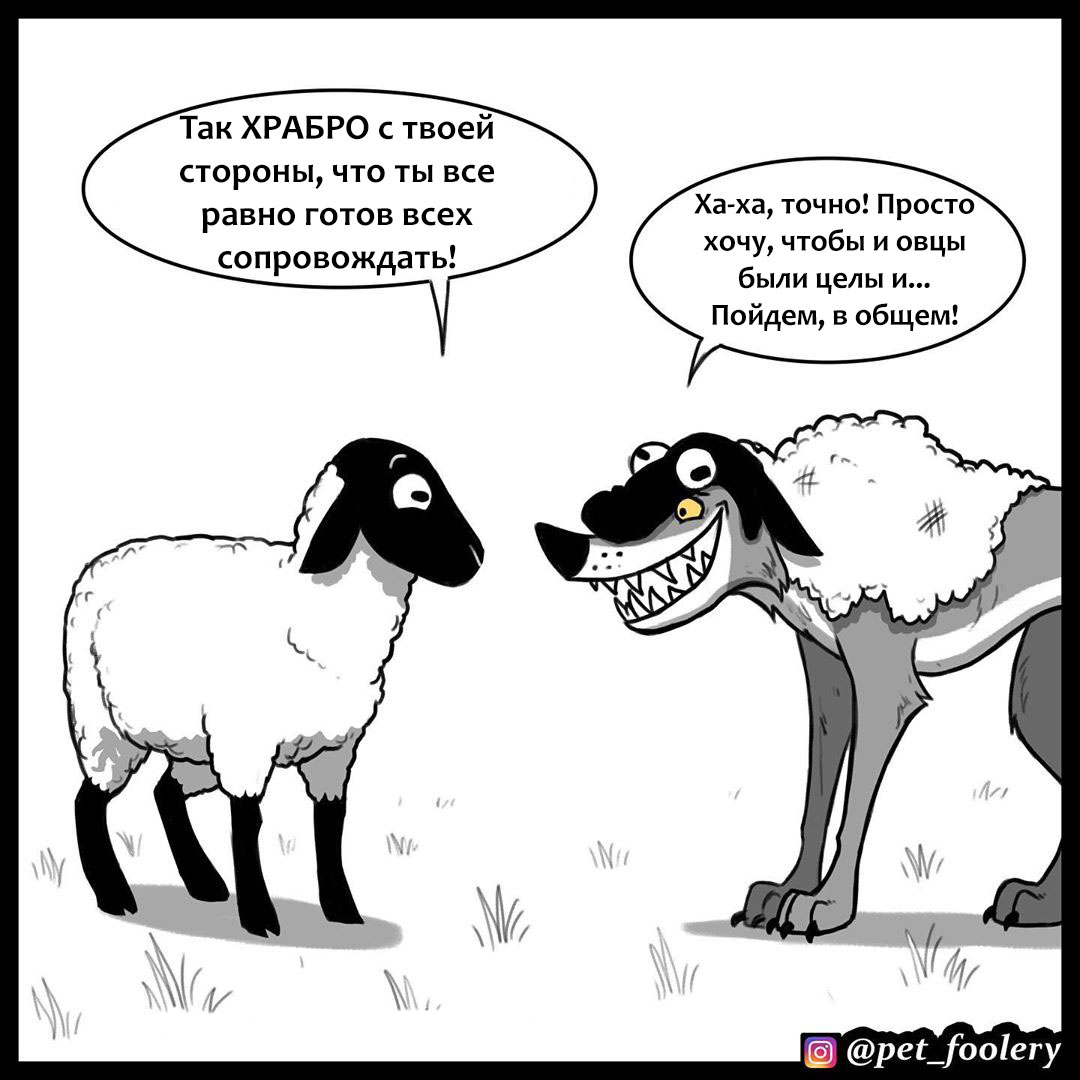 In sheep's clothing - Pet foolery, Comics, Wolf, Sheeps, Longpost, Wolf in sheep's clothing