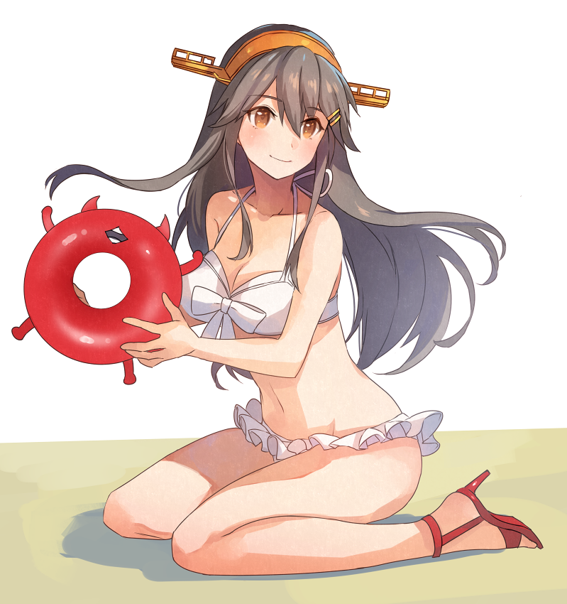 Haruna - Kantai collection, Haruna, Swimsuit, Bikini, Anime, Anime art, Enemy lifebuoy