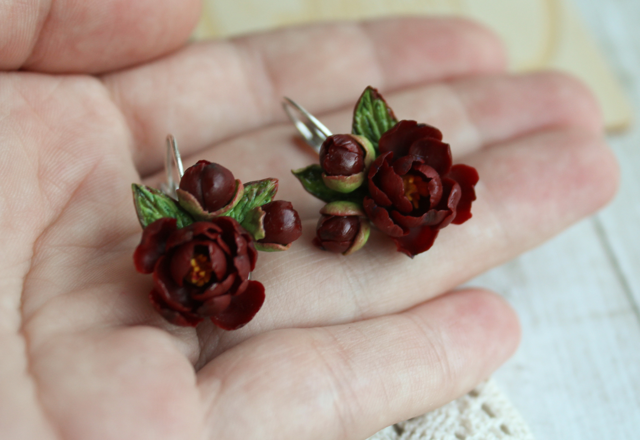 Earrings with flowers made of polymer clay. I'll tell you how I make them - Polymer clay, Polymer floristry, Needlework with process, Flowers, Handmade, Earrings, Master Class, Longpost