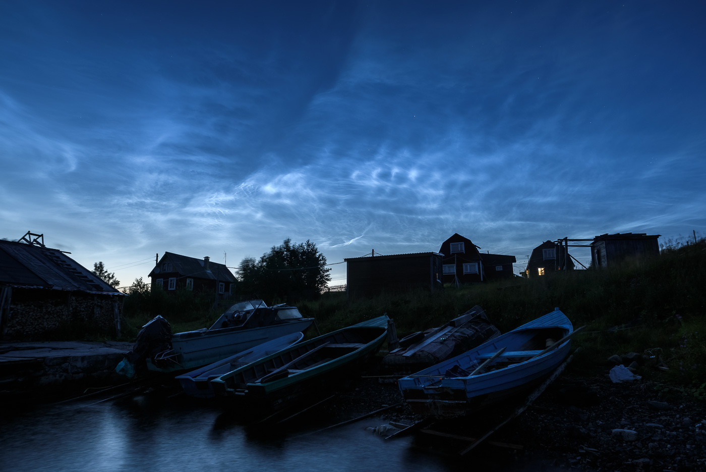 Noctilucent clouds in Karelia - My, Noctilucent clouds, Atmospheric phenomenon, Night shooting, Карелия, Longpost